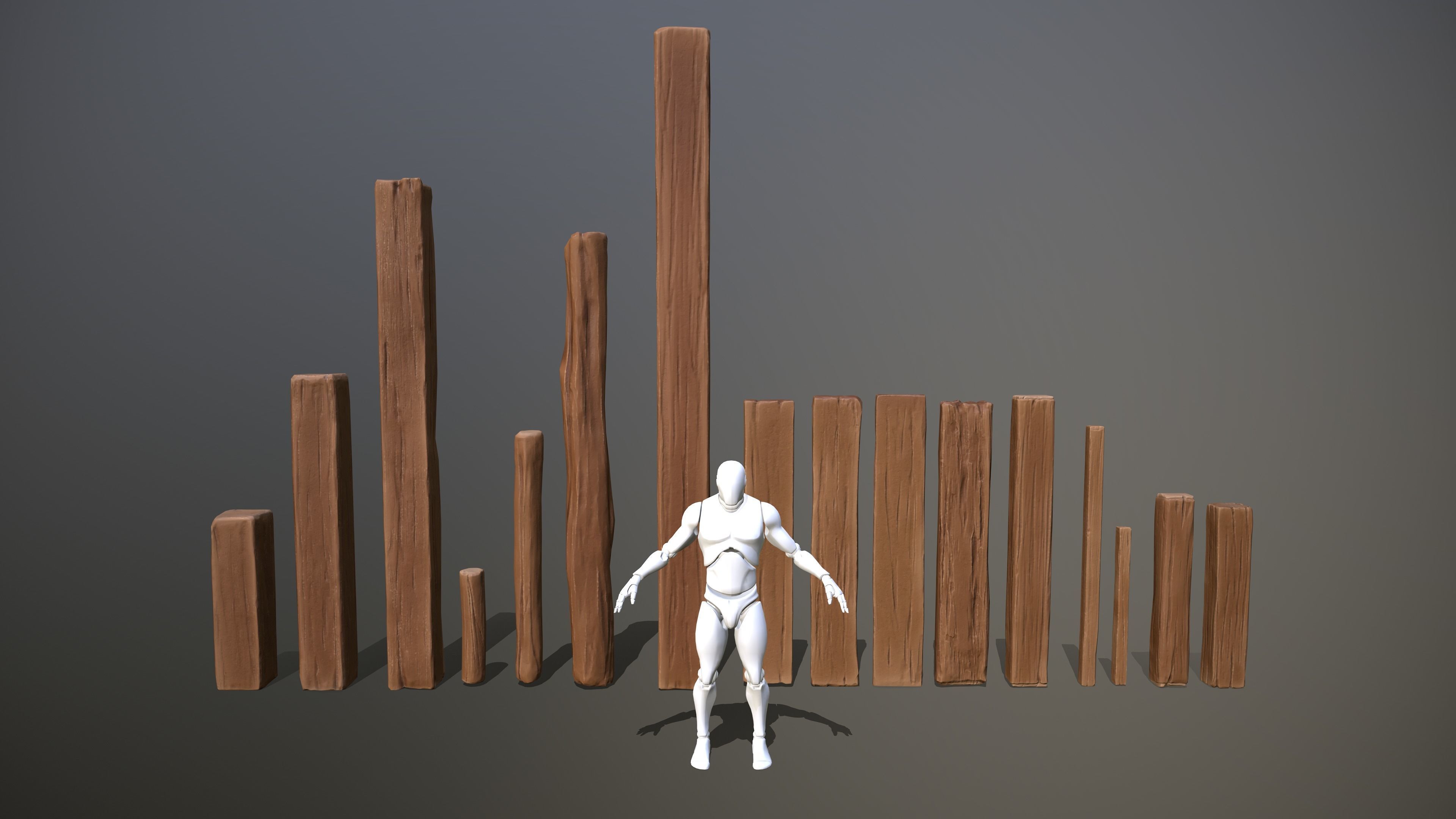 Wood Medieval kit Low-poly 3D model_3