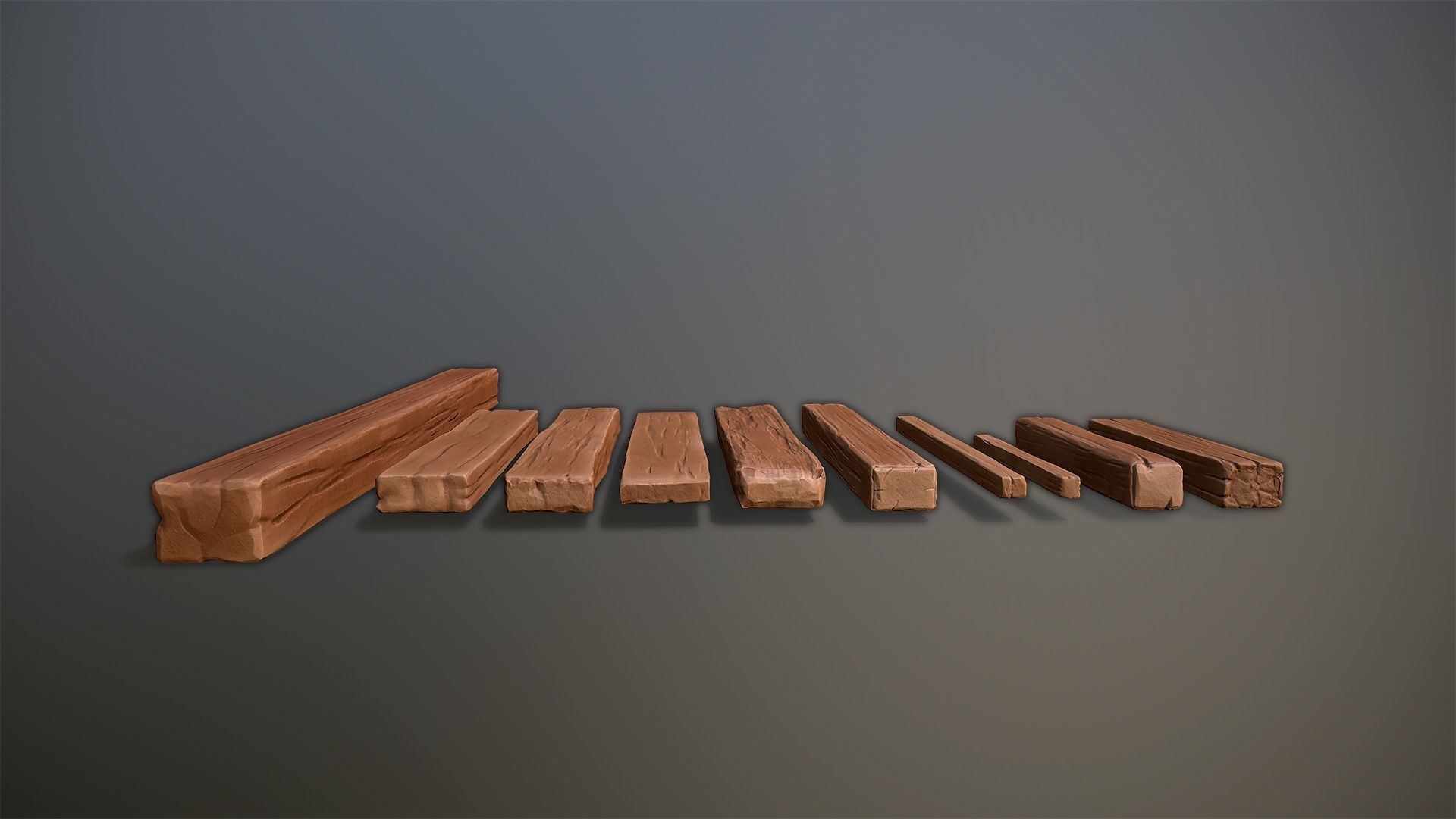 Wood Medieval kit Low-poly 3D model_9