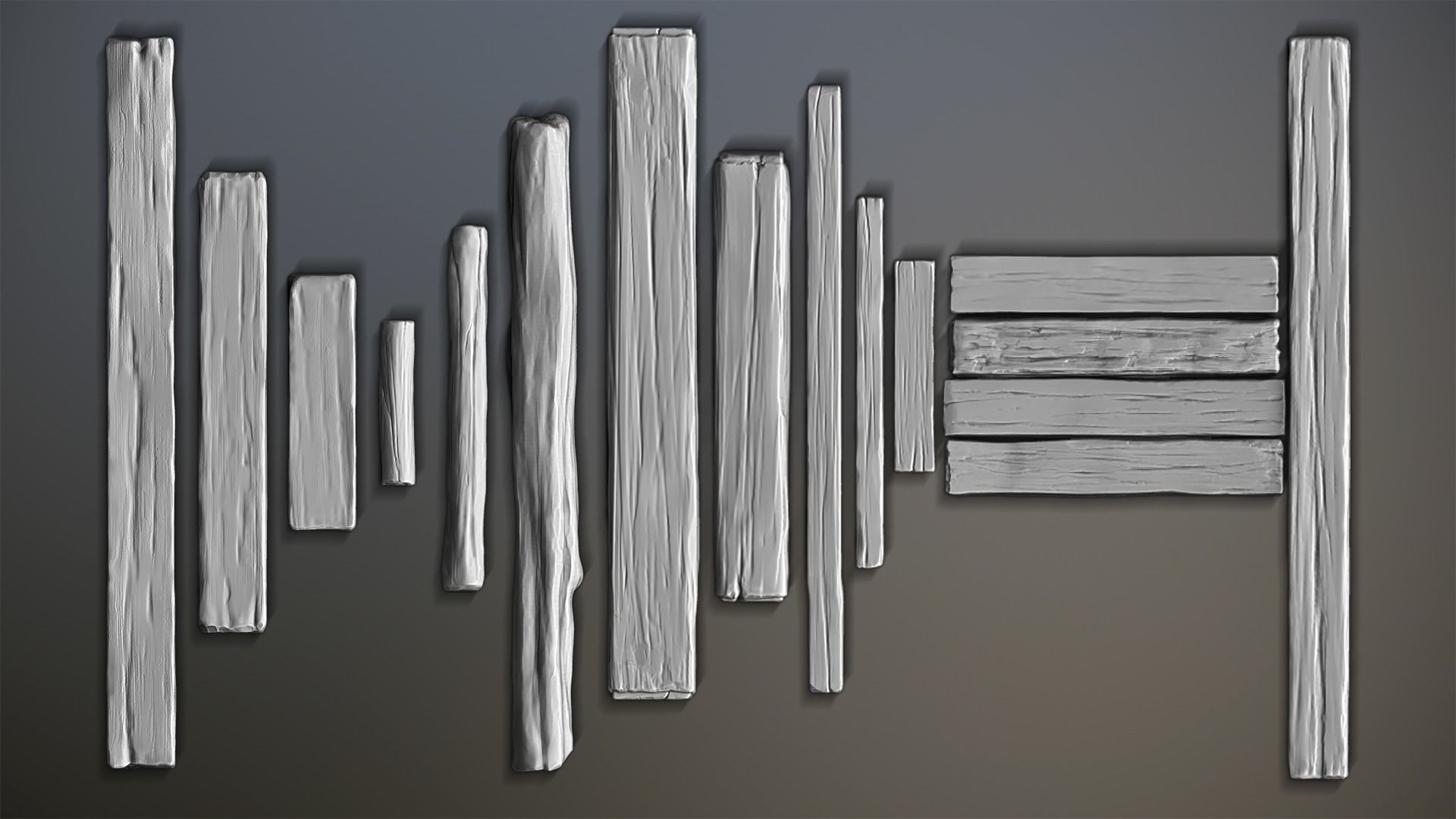 Wood Medieval kit Low-poly 3D model_4