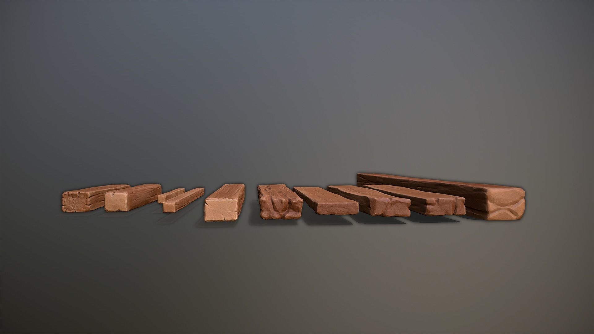 Wood Medieval kit Low-poly 3D model_8
