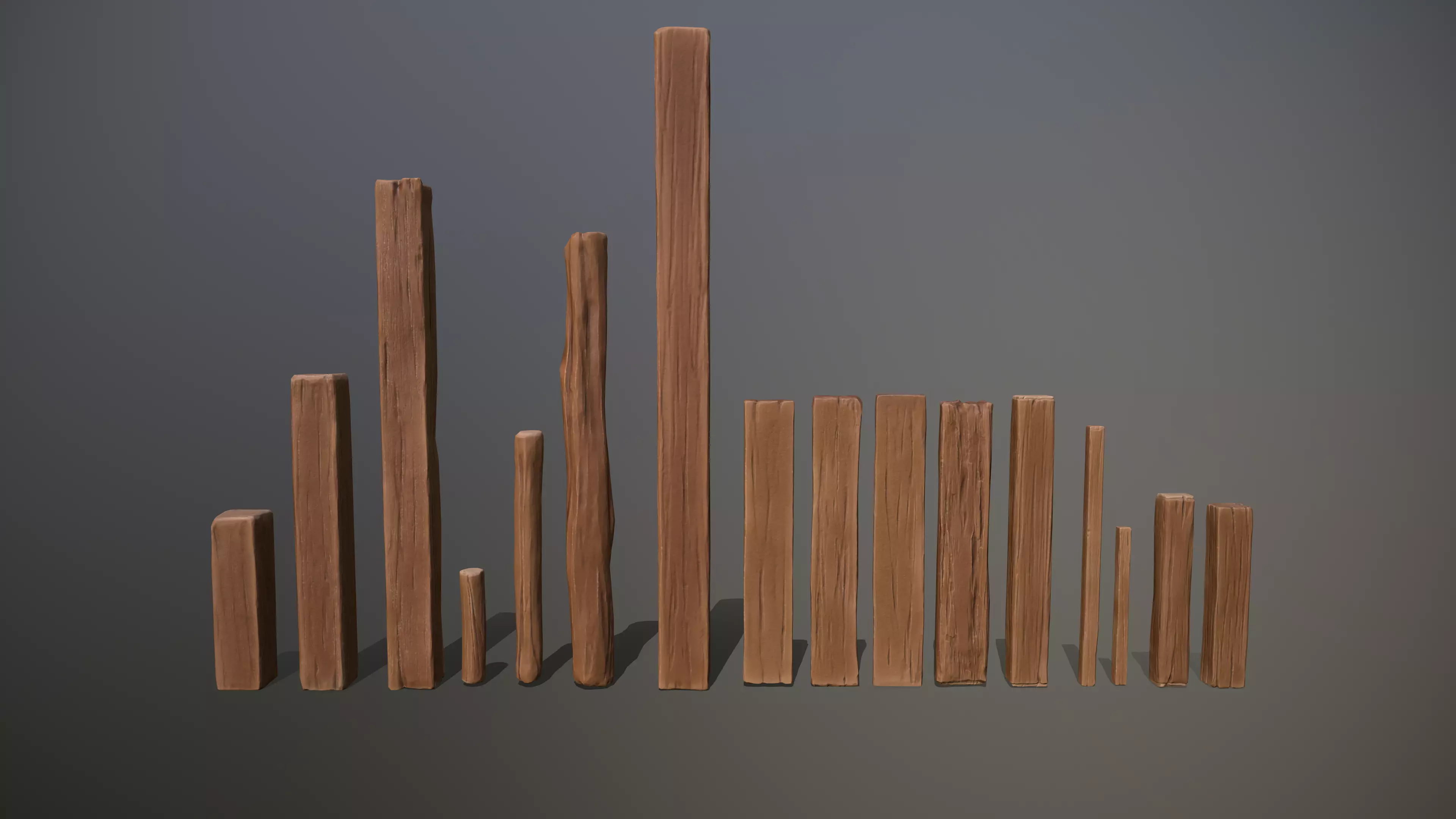 Wood Medieval kit Low-poly 3D model_0