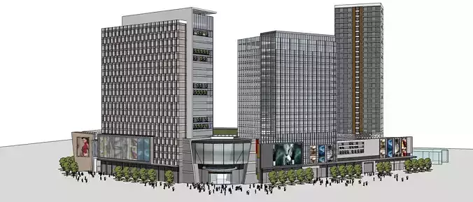 Highrise hotel building sketchup model