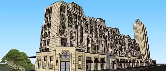 Residential tower 3d model city