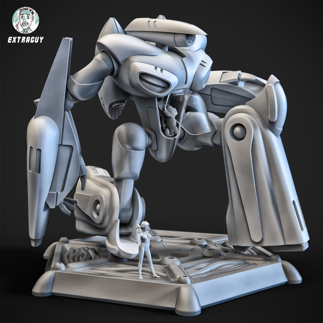 Curvy Robot 100mm and Princess Pilot 3D print model_2