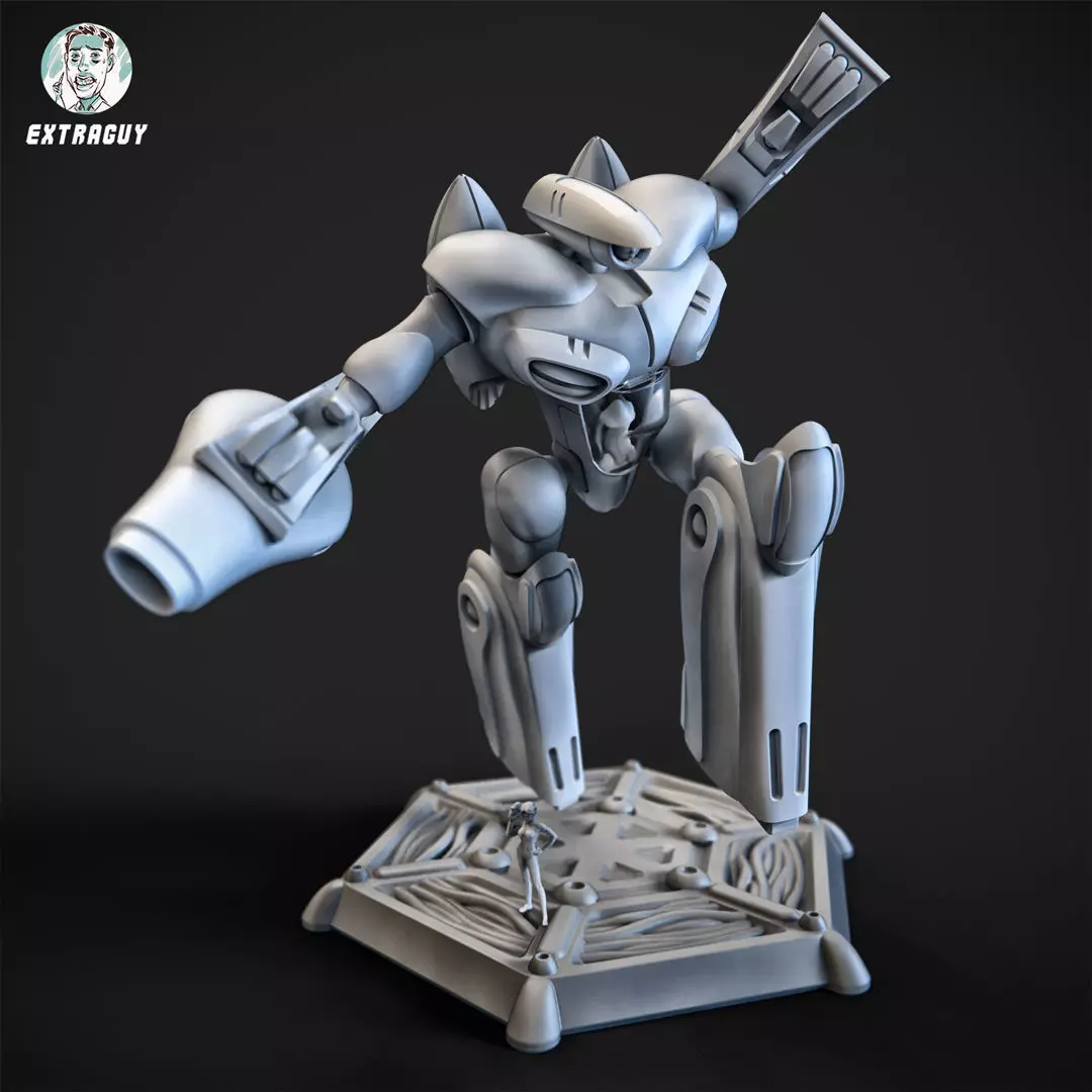 Curvy Robot 100mm and Princess Pilot 3D print model_0
