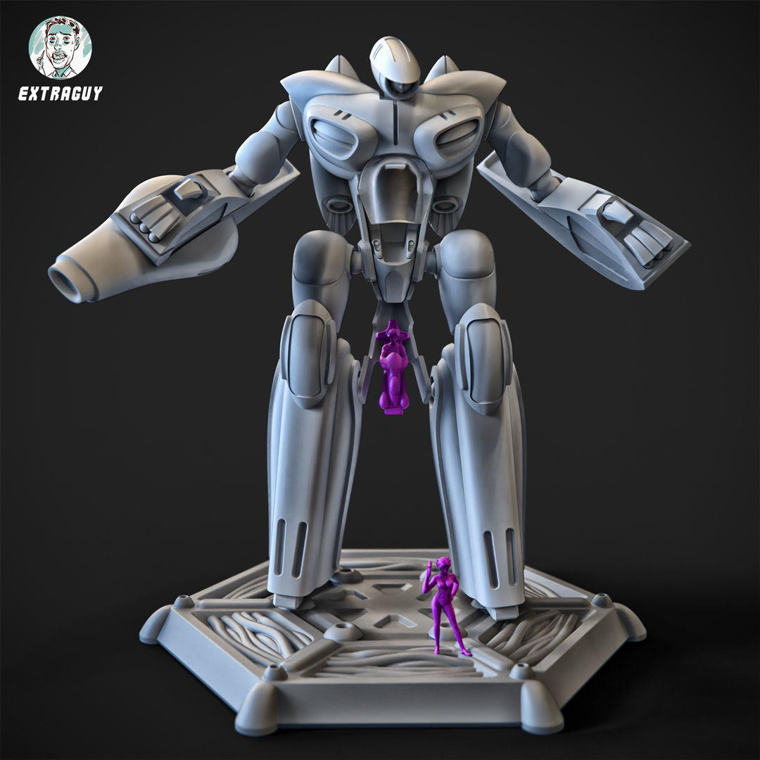 Curvy Robot 100mm and Princess Pilot 3D print model_1