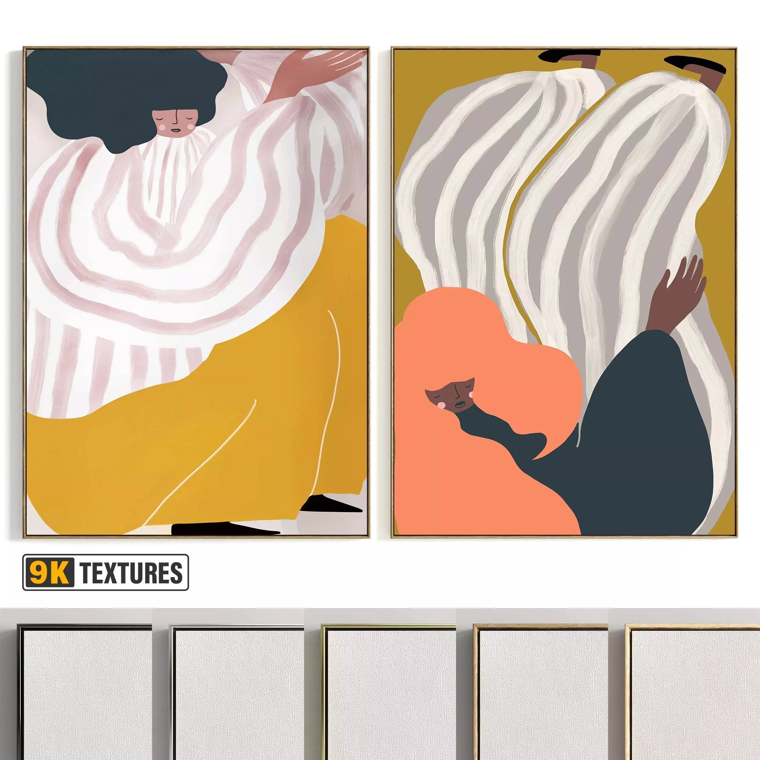 Plaster Two Photo Frame 429 Low-poly 3D model_0