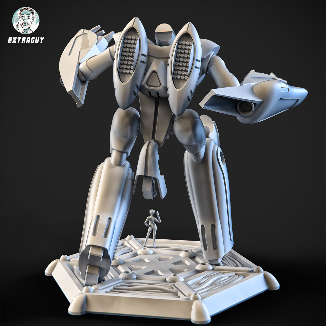 Curvy Robot 75mm and Princess Pilot 3D print model_4