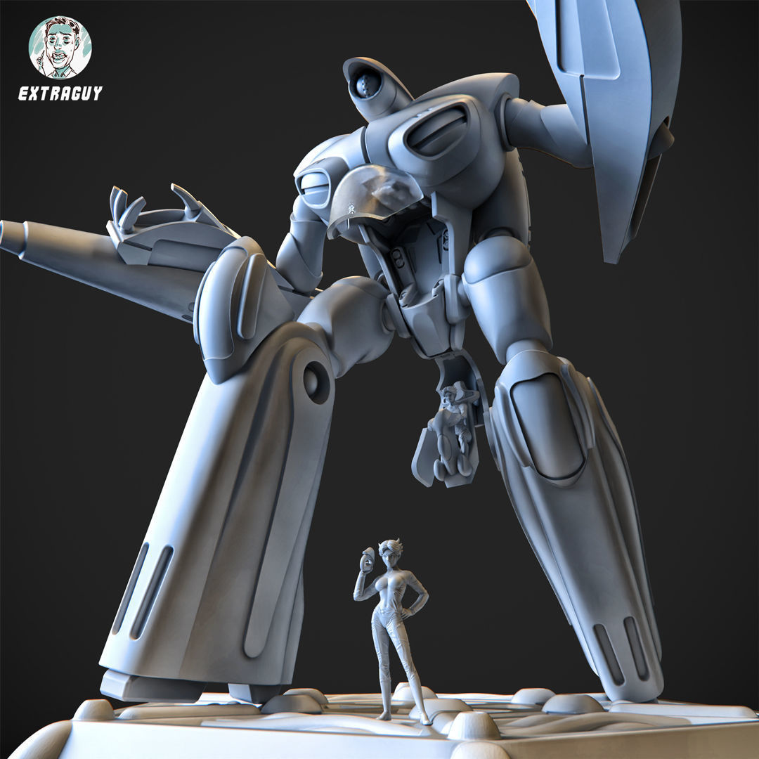 Curvy Robot 75mm and Princess Pilot 3D print model_3