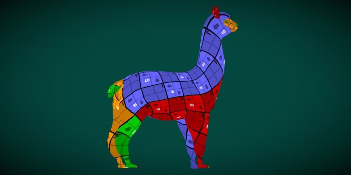 Alpaca Animal Low-poly 3D model_8