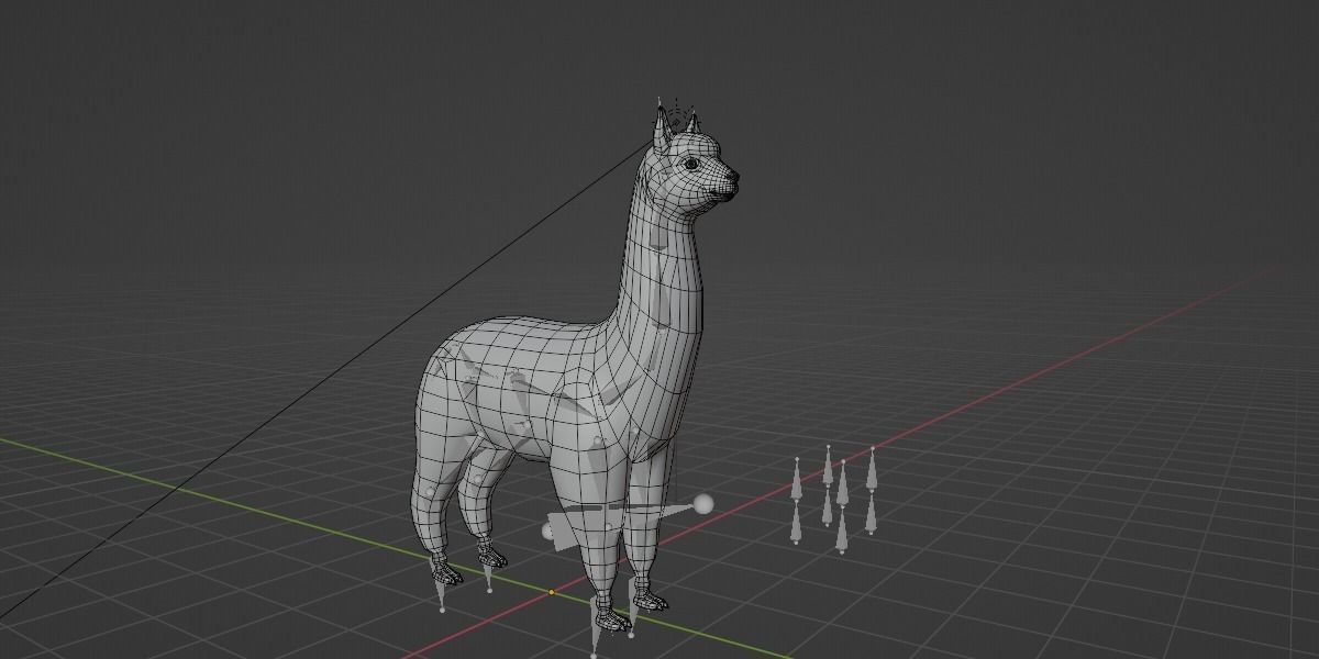 Alpaca Animal Low-poly 3D model_2