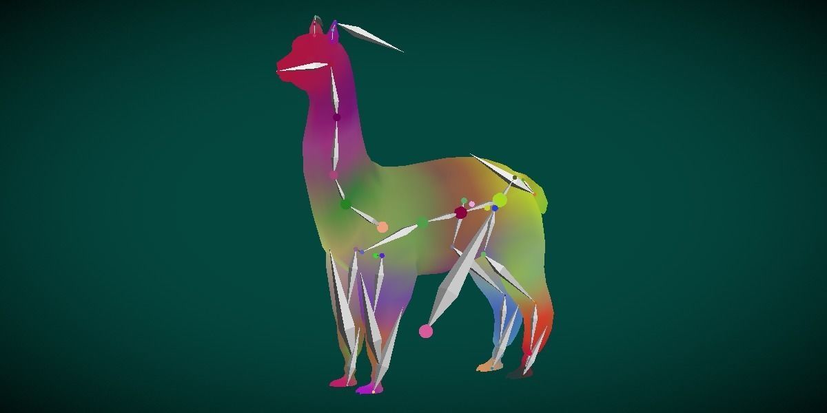 Alpaca Animal Low-poly 3D model_11