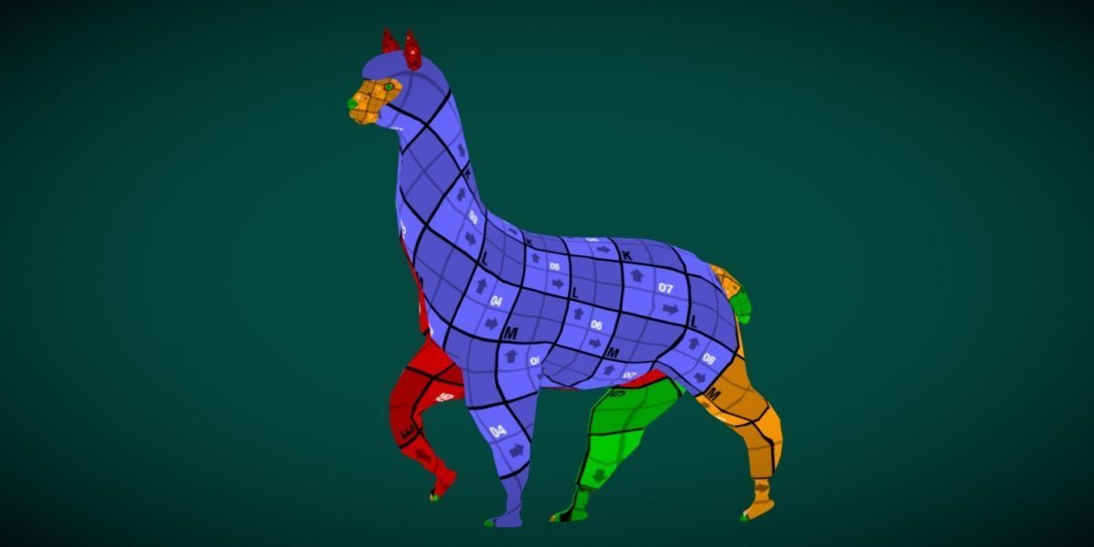 Alpaca Animal Low-poly 3D model_7