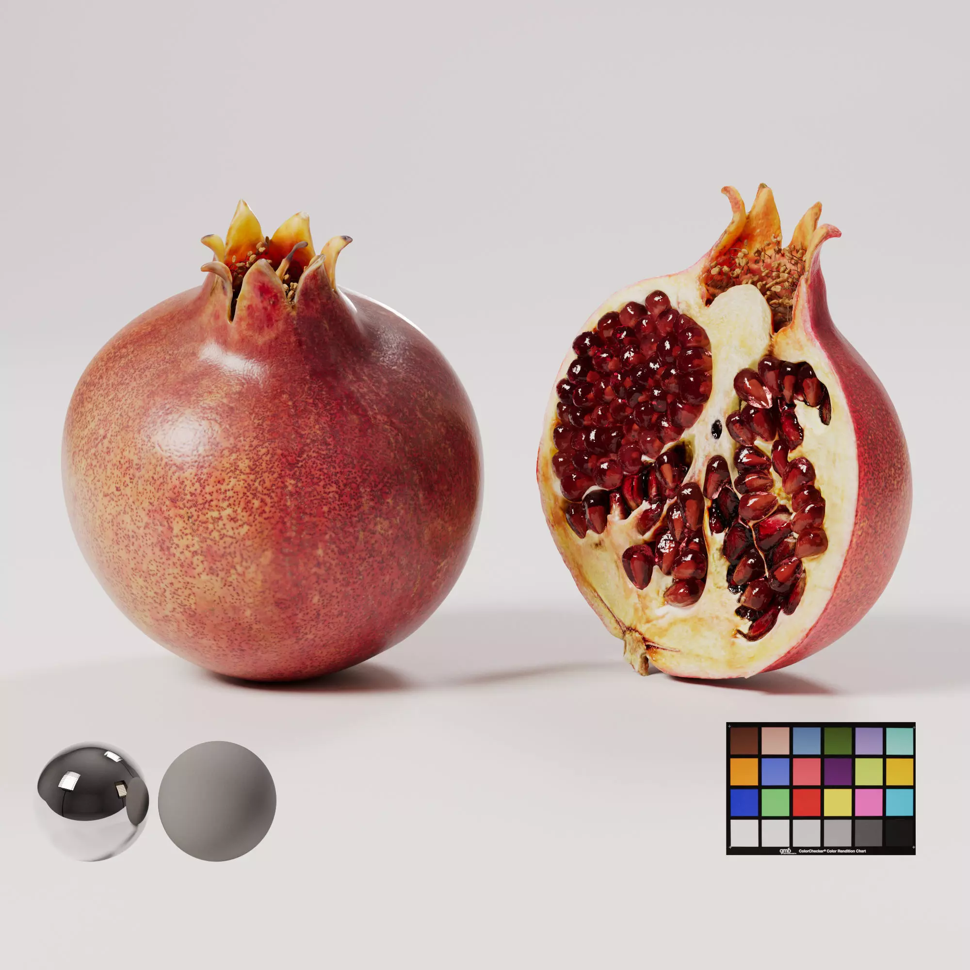 Pomegranate Low-poly 3D model_0