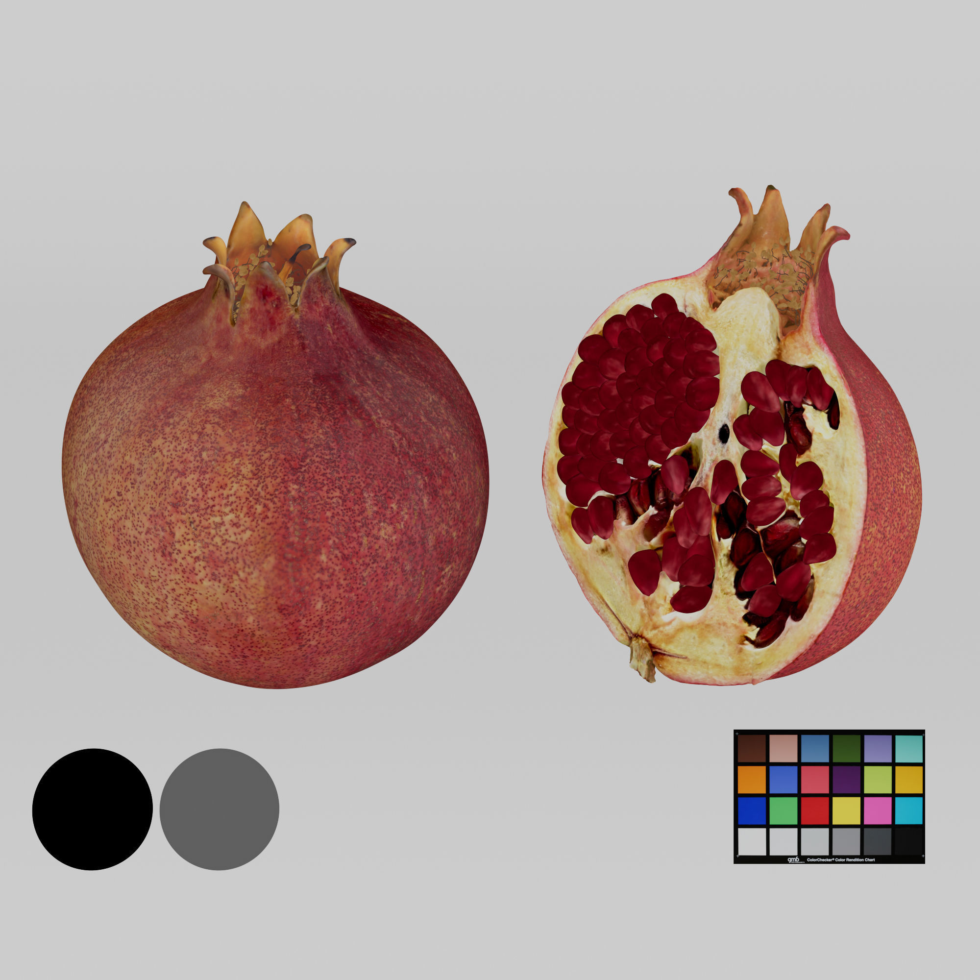 Pomegranate Low-poly 3D model_2