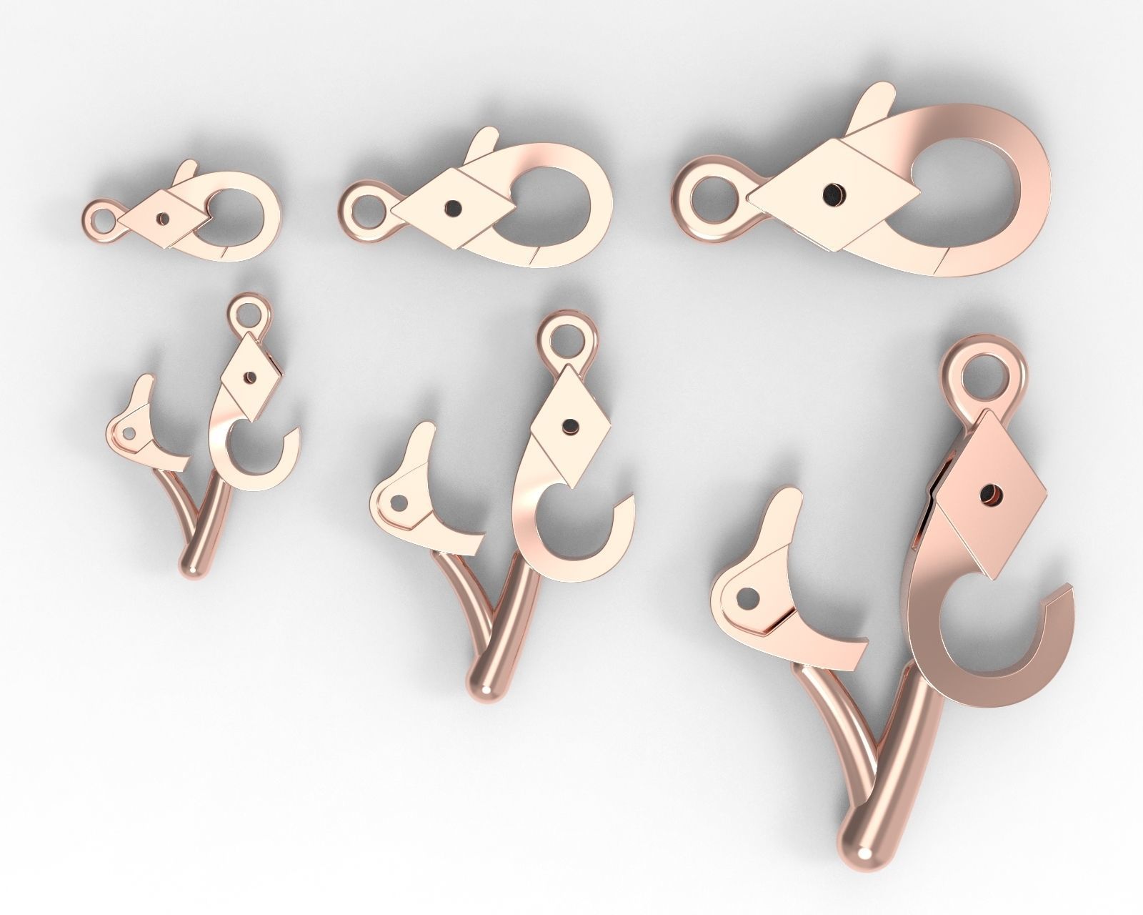 Jewelry rhombus lock Carbine fastener Lobster shaped hook 3D model 3D ...