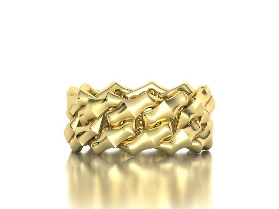 Cuban Chain Link Ring Stackable Ring 10mm wide 5-9US 3D print 3D print model_12