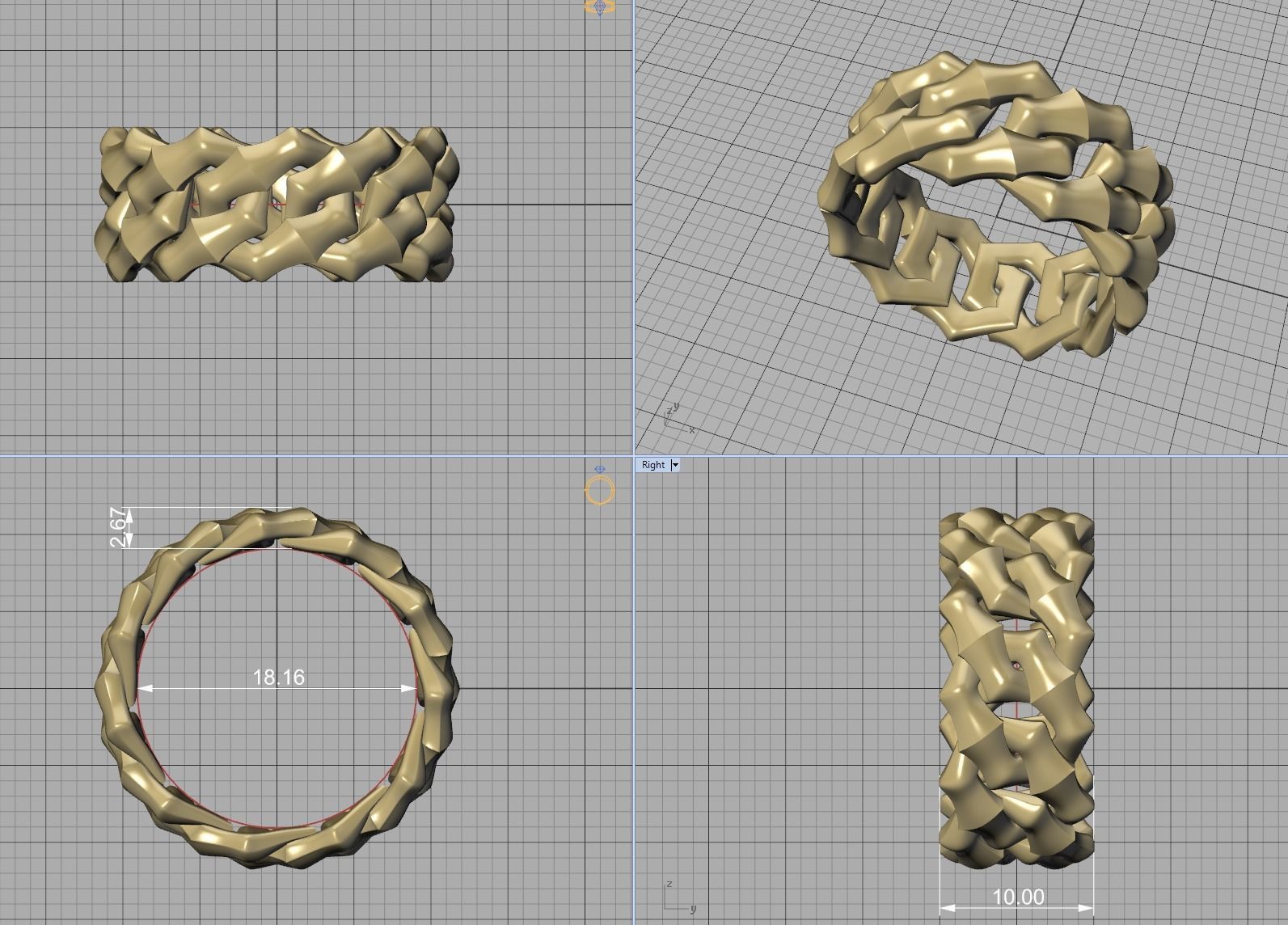 Cuban Chain Link Ring Stackable Ring 10mm wide 5-9US 3D print 3D print model_7