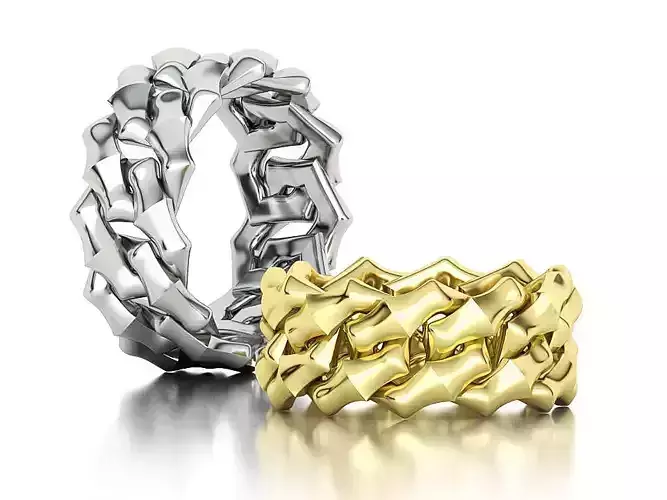 Cuban Chain Link Ring Stackable Ring 10mm wide 5-9US 3D print