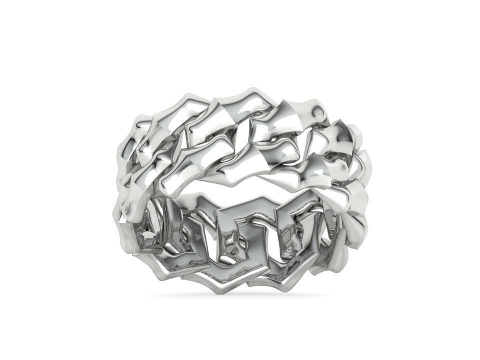 Cuban Chain Link Ring Stackable Ring 10mm wide 5-9US 3D print 3D print model_22