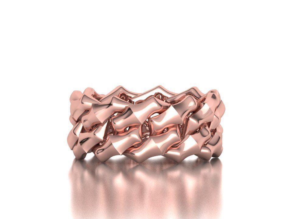 Cuban Chain Link Ring Stackable Ring 10mm wide 5-9US 3D print 3D print model_11