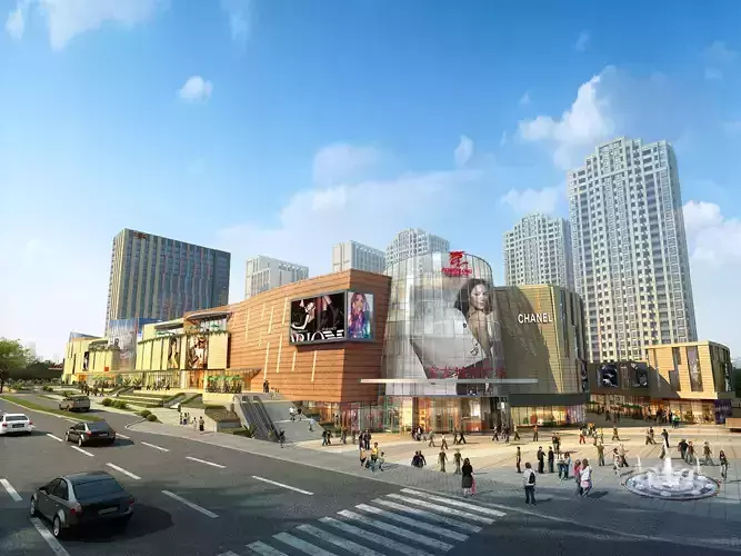 3Dmax fashion city commercial square building 386