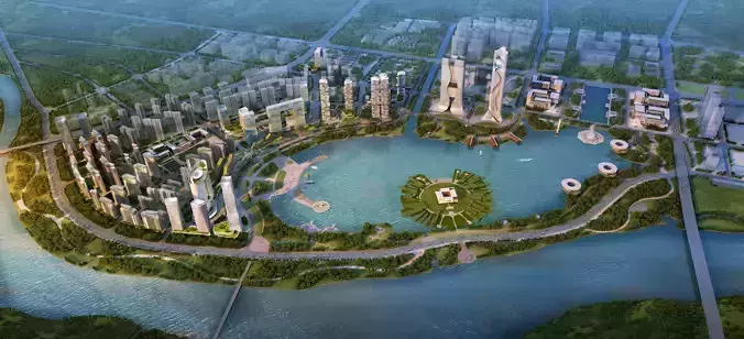 3Dmax fashion city commercial square building 391