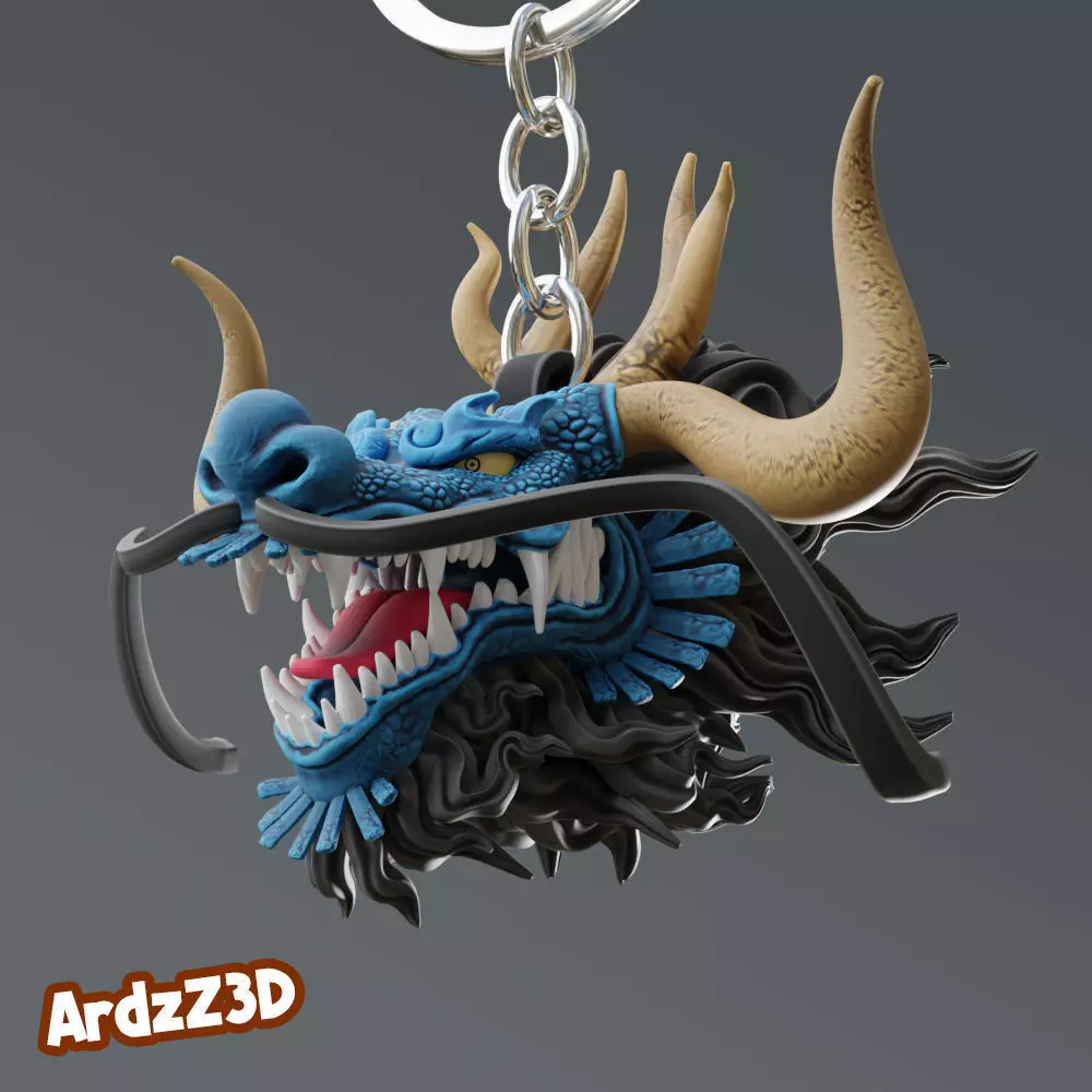 Dragon Head Kaido One Piece Keychain 3D print model_0