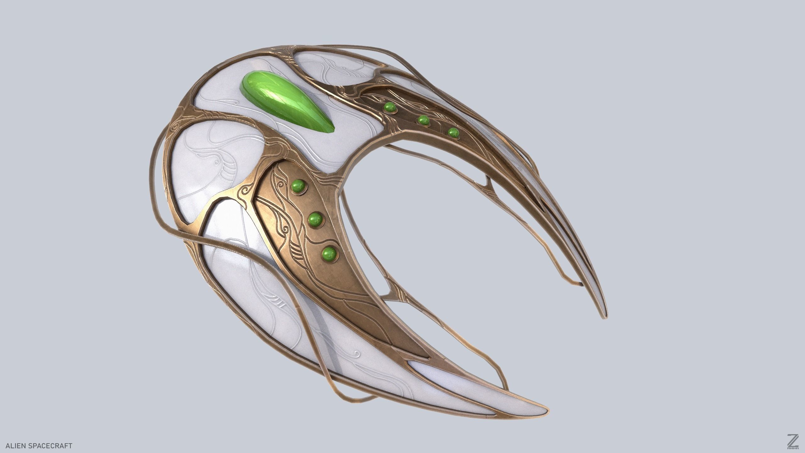 Alien spacecraft Low-poly 3D model_6
