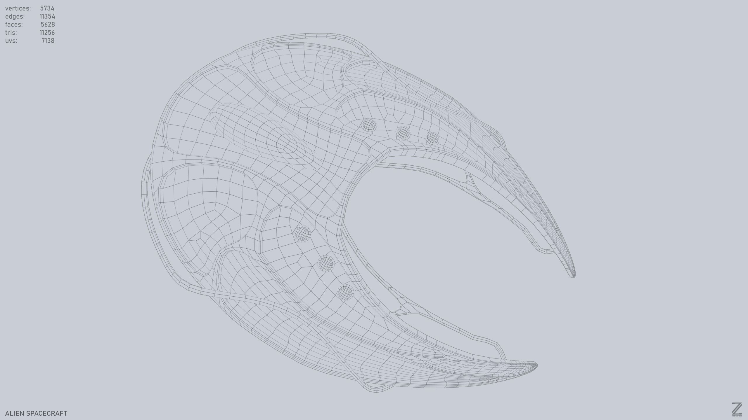 Alien spacecraft Low-poly 3D model_12