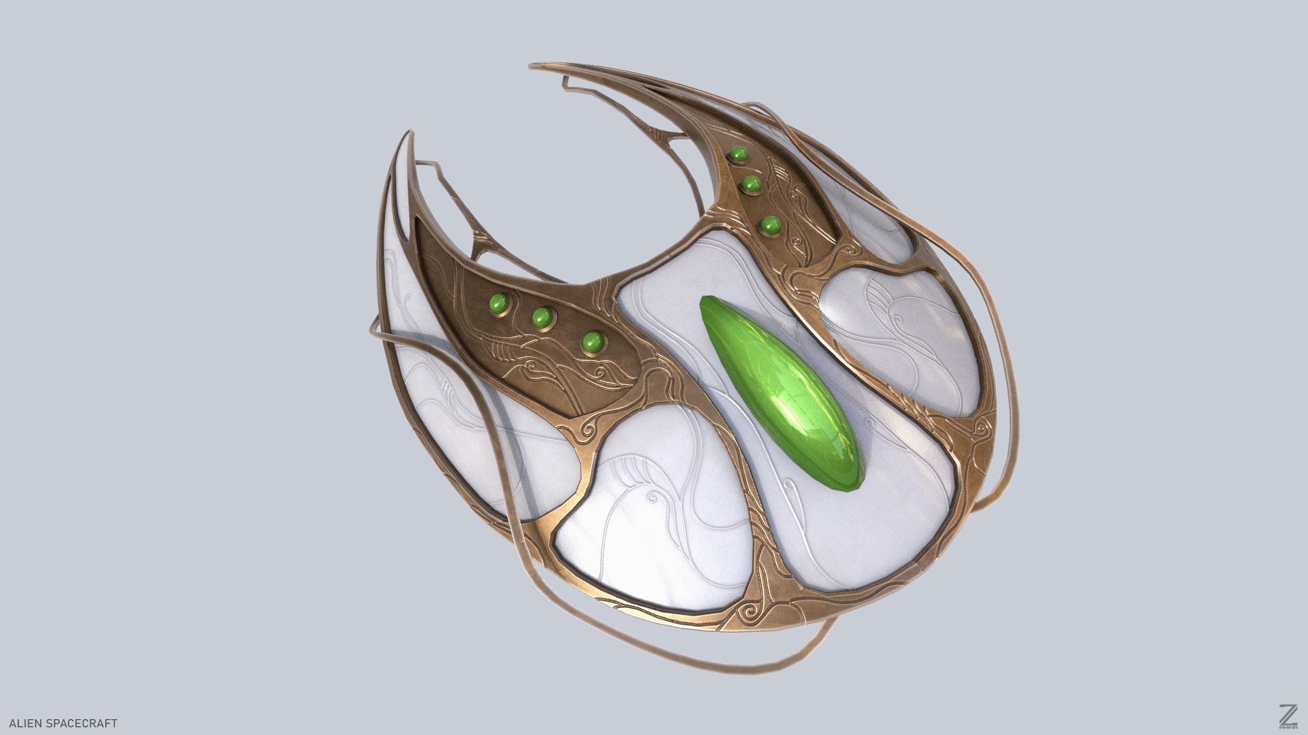 Alien spacecraft Low-poly 3D model_3