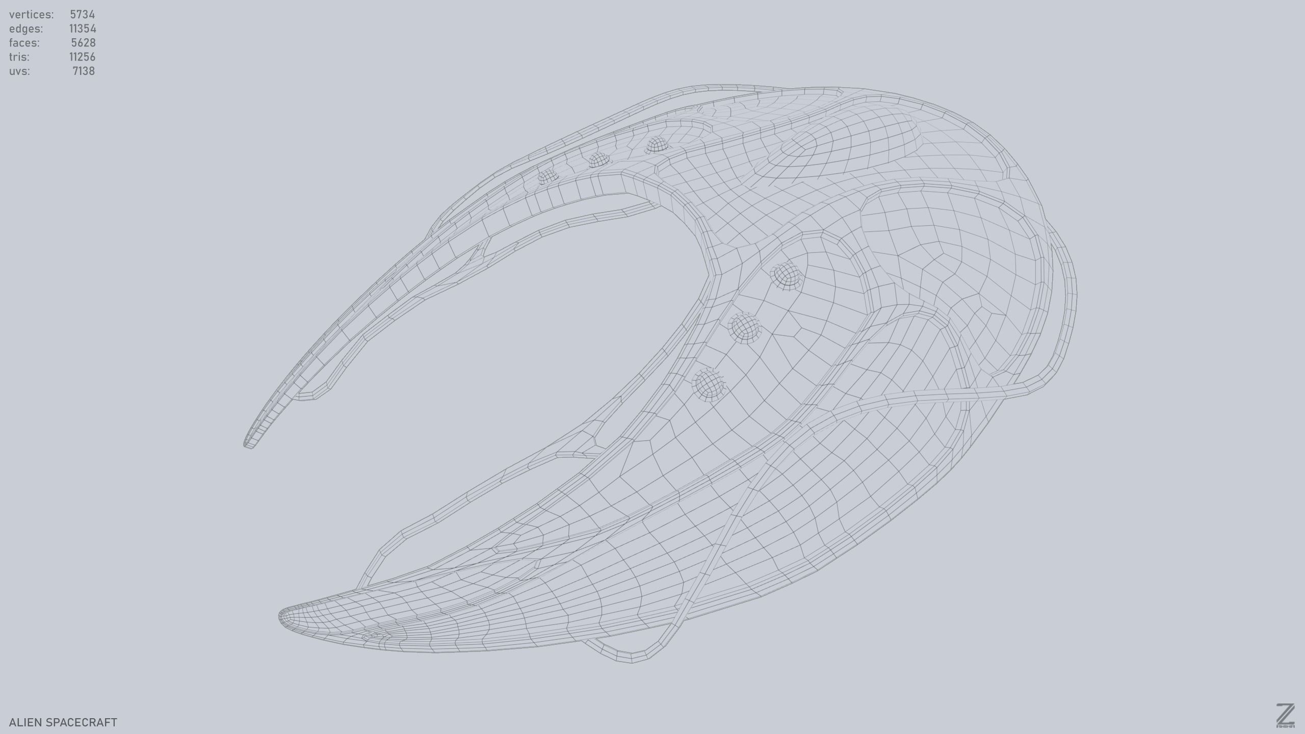 Alien spacecraft Low-poly 3D model_14