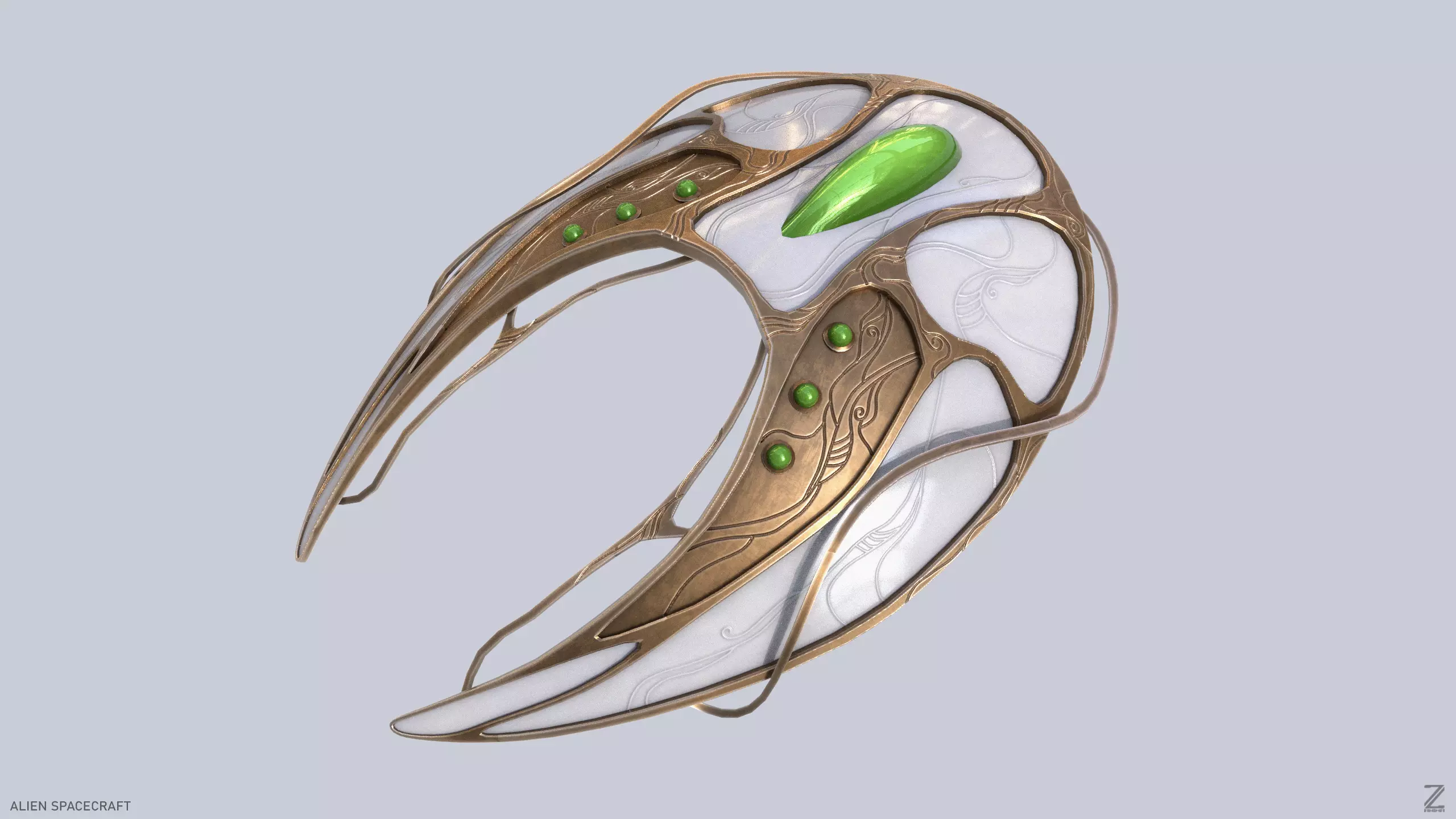 Alien spacecraft Low-poly 3D model_0