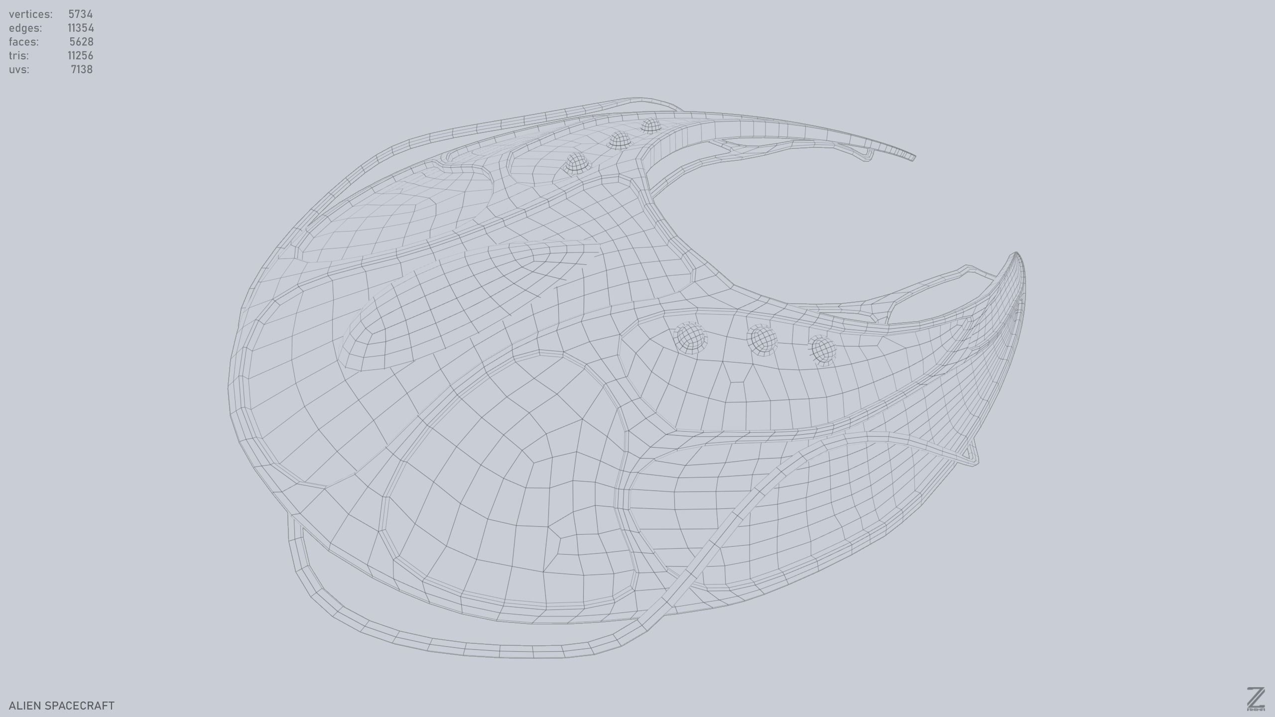 Alien spacecraft Low-poly 3D model_11