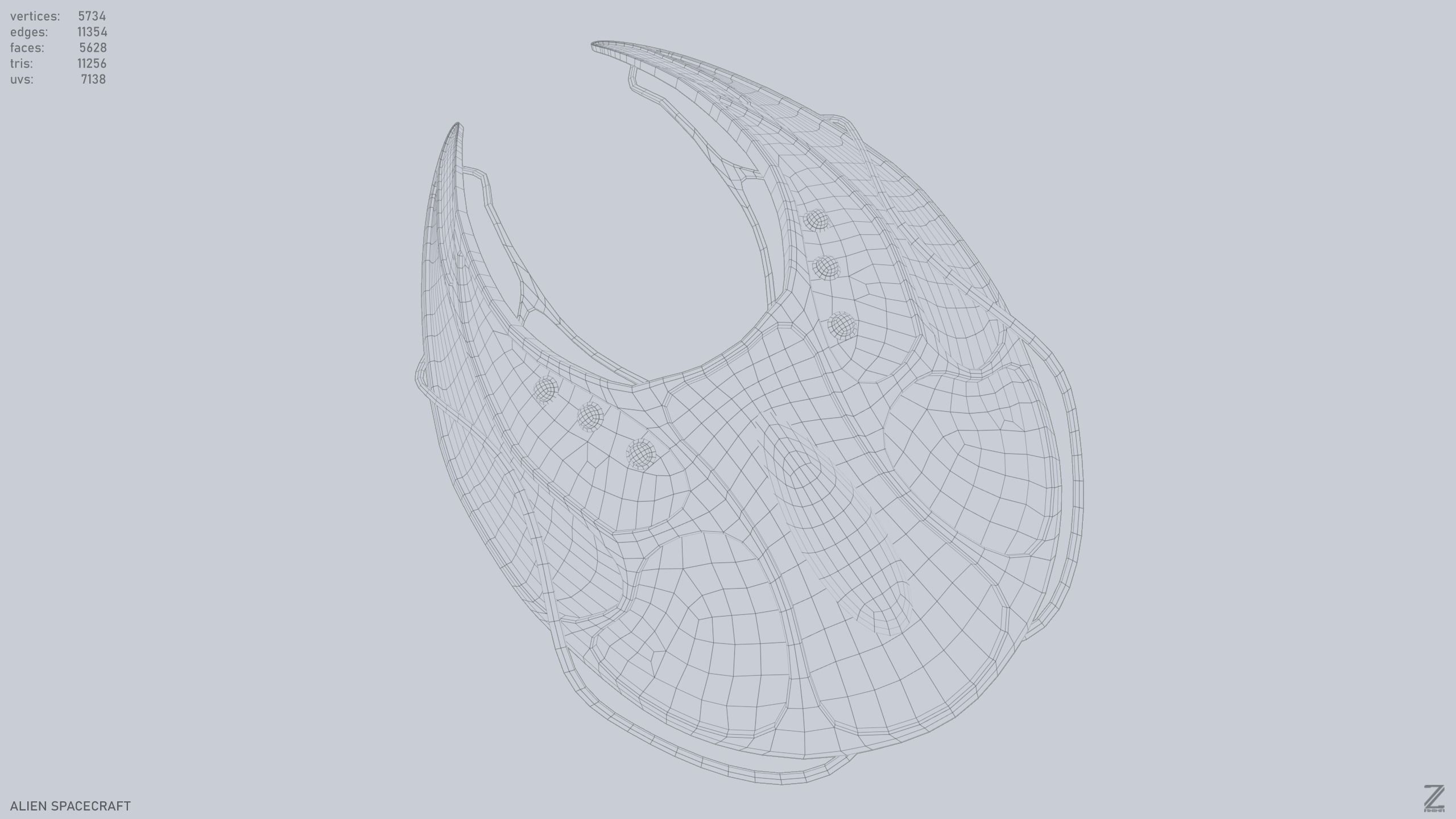 Alien spacecraft Low-poly 3D model_10