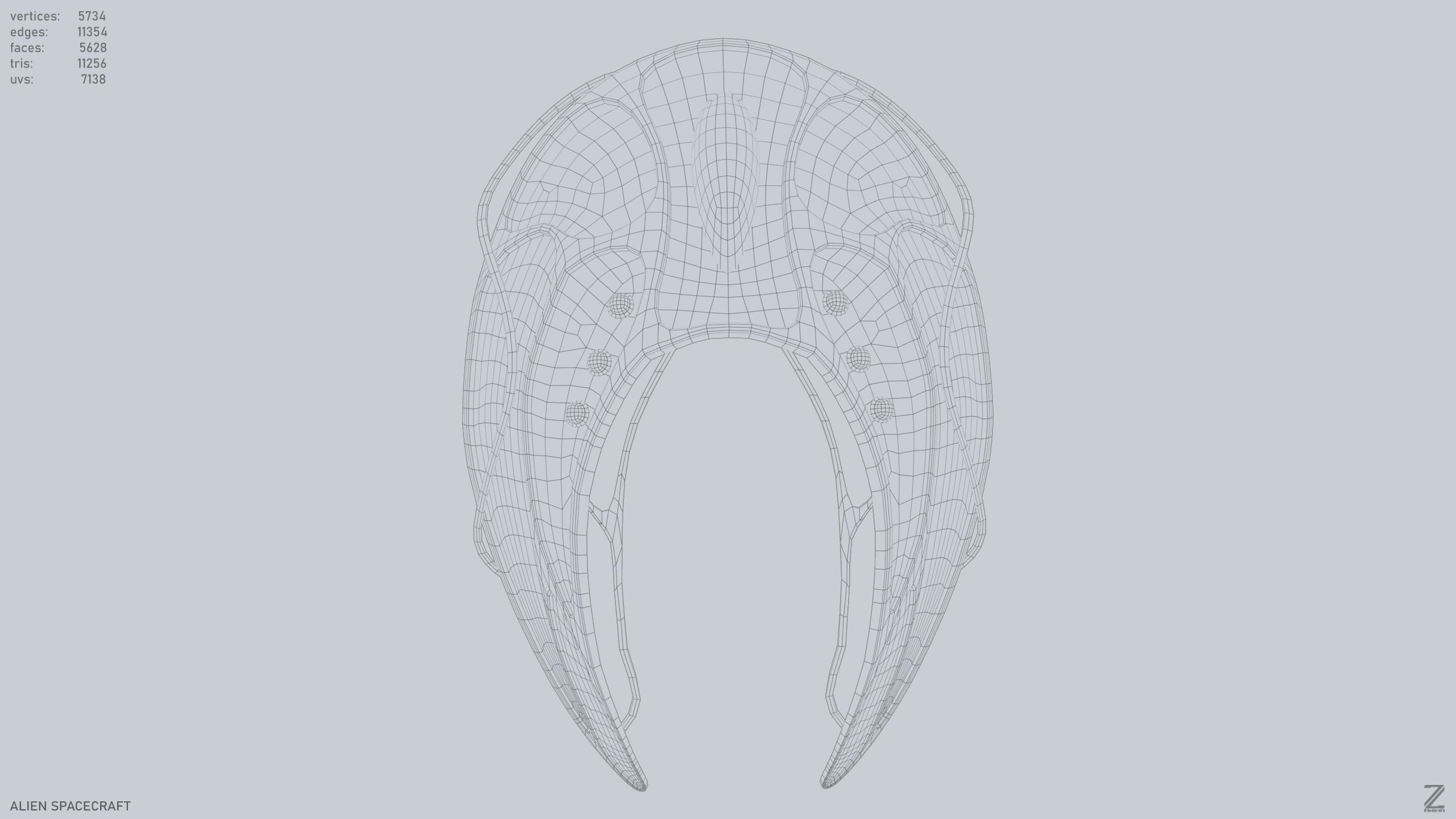 Alien spacecraft Low-poly 3D model_13