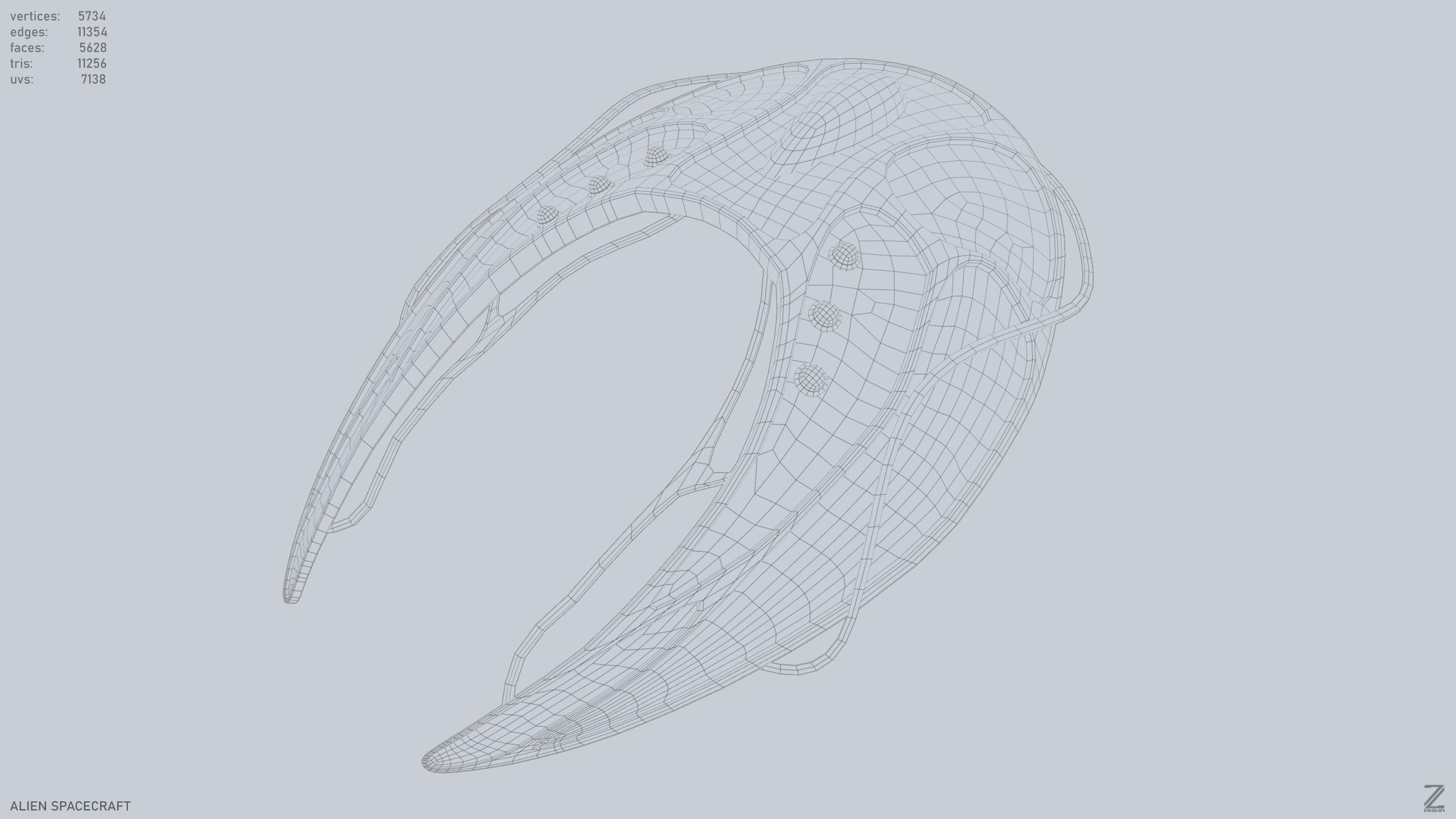 Alien spacecraft Low-poly 3D model_8