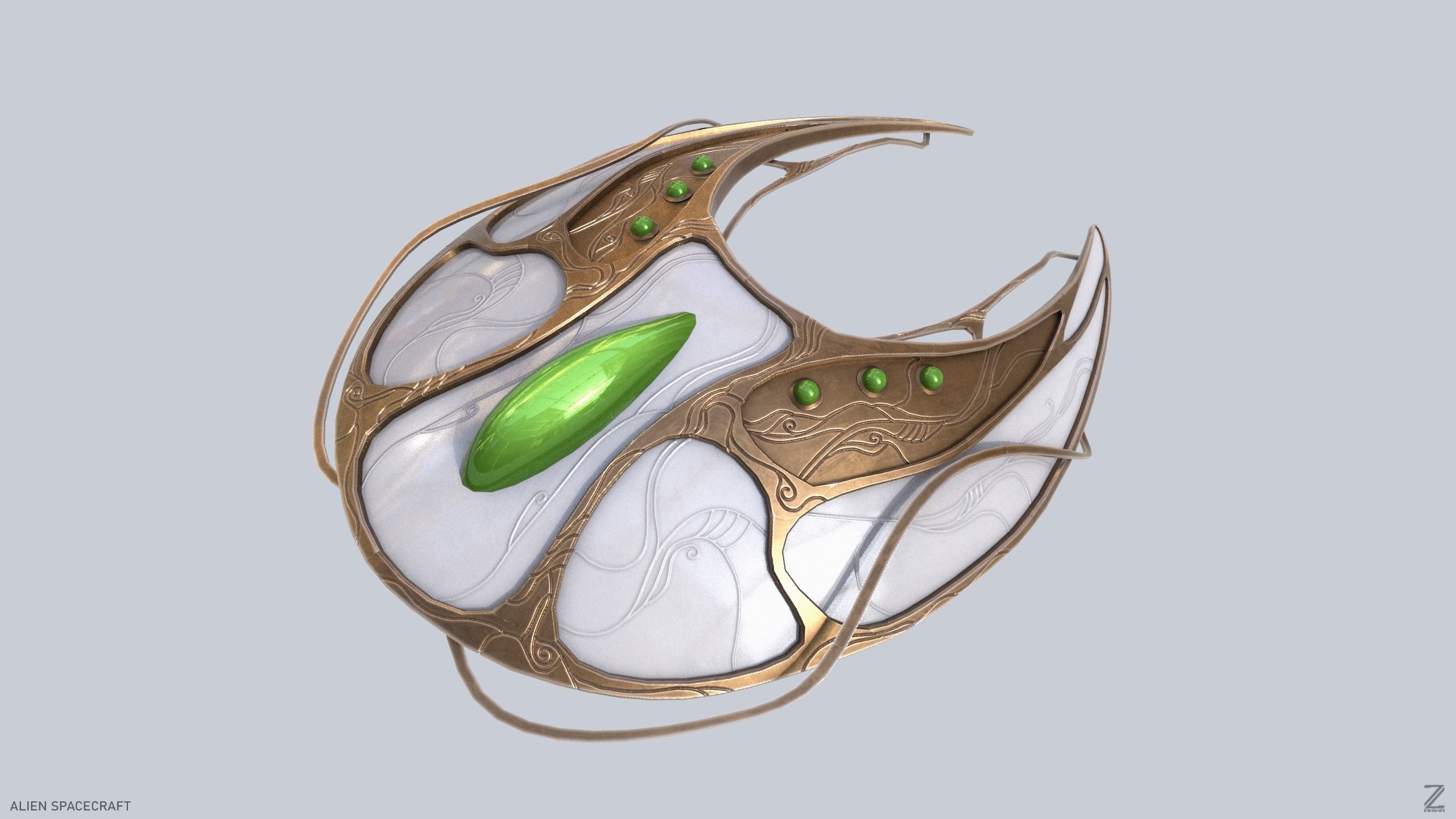 Alien spacecraft Low-poly 3D model_5