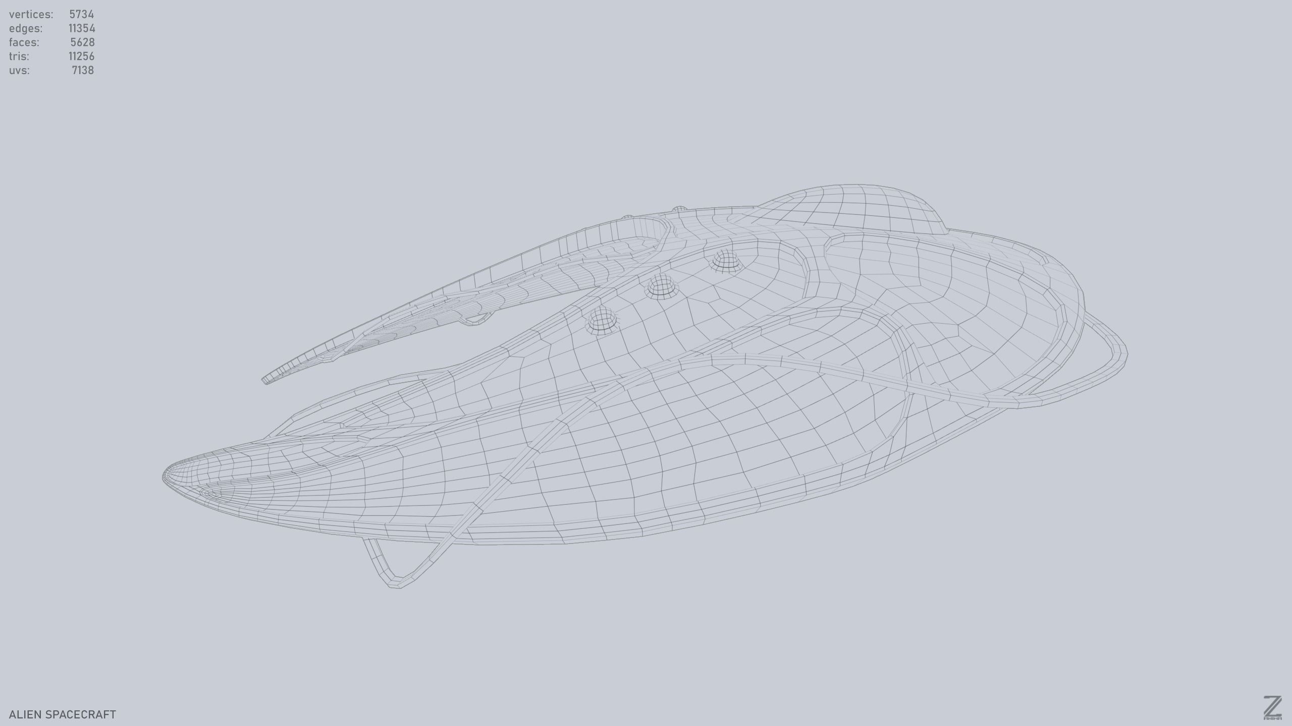 Alien spacecraft Low-poly 3D model_9