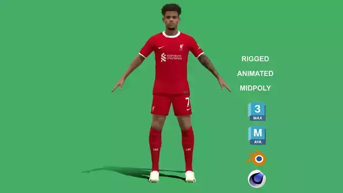 3D Rigged Luis Diaz Liverpool 2024 3D model