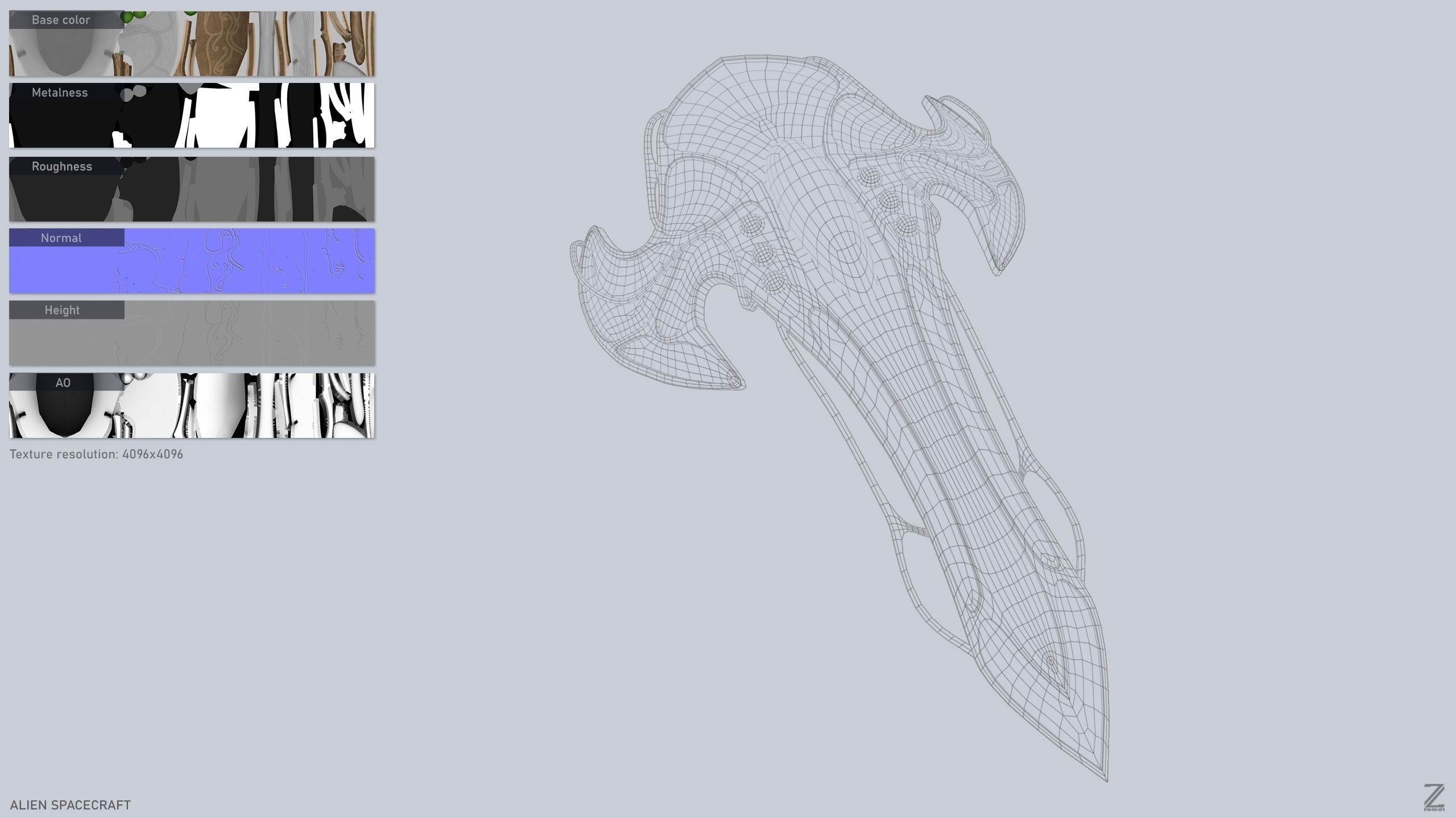 Alien spacecraft Low-poly 3D model_2