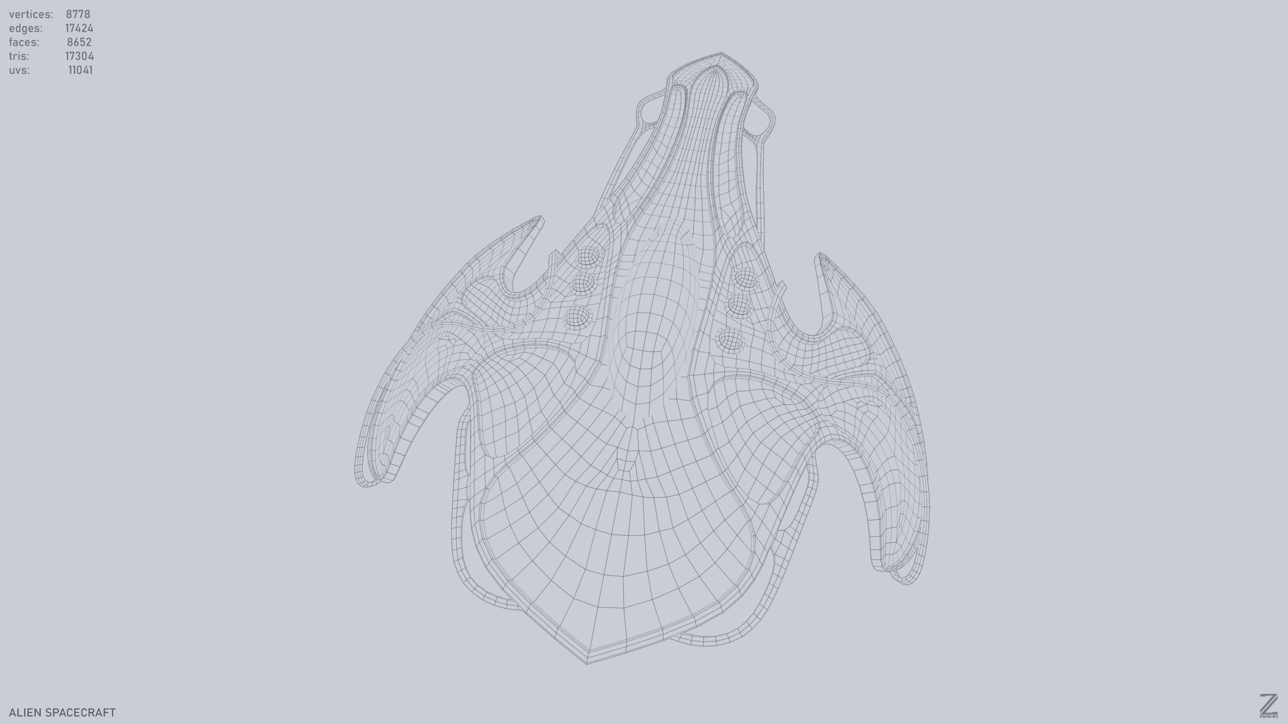 Alien spacecraft Low-poly 3D model_11