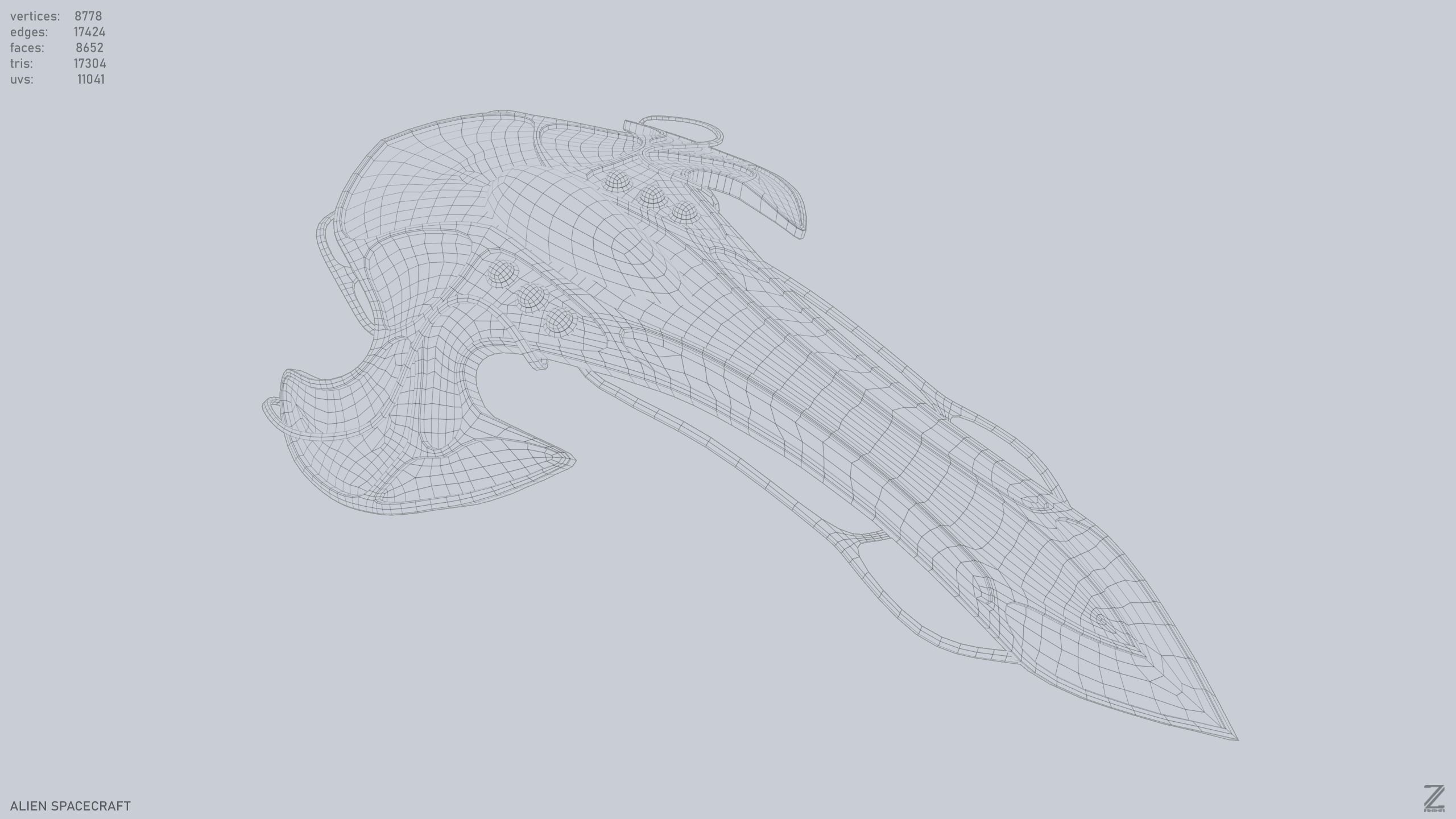 Alien spacecraft Low-poly 3D model_13