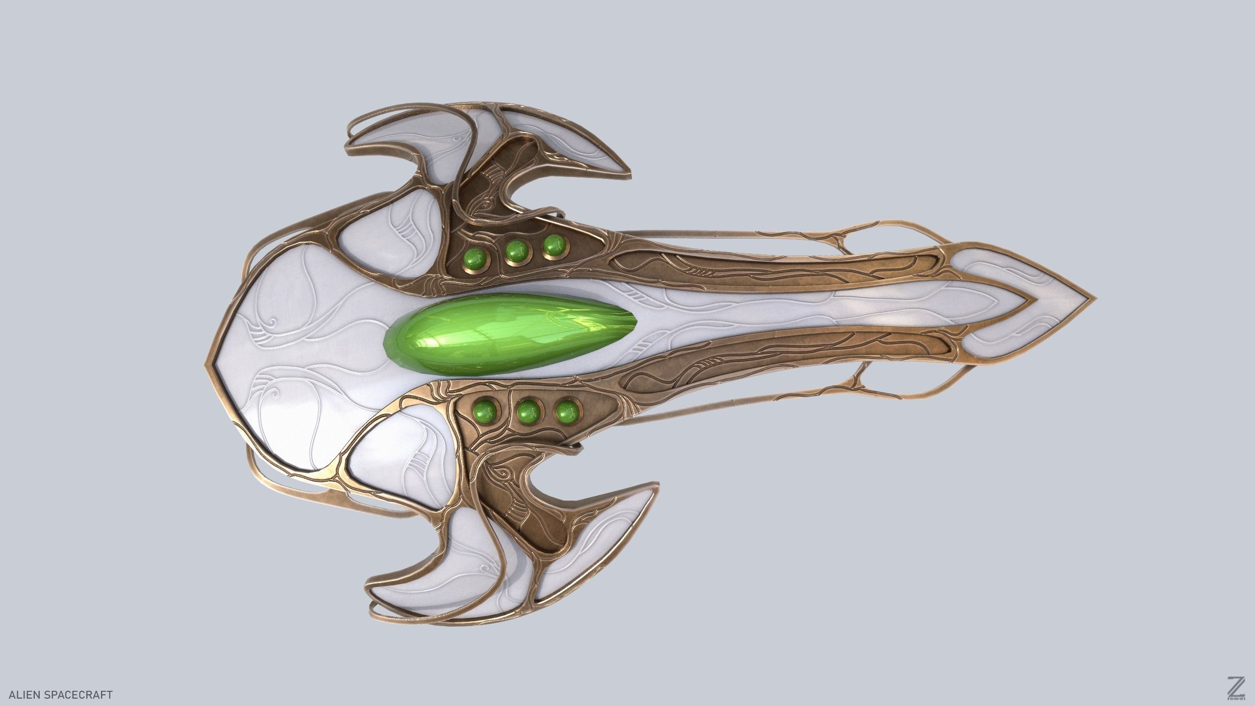 Alien spacecraft Low-poly 3D model_5