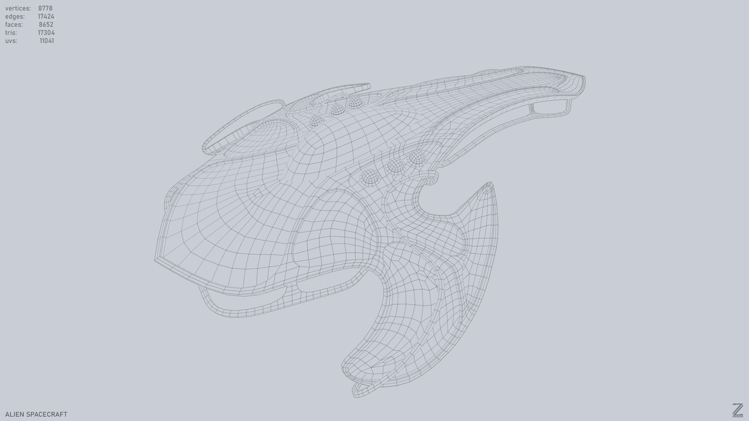 Alien spacecraft Low-poly 3D model_12