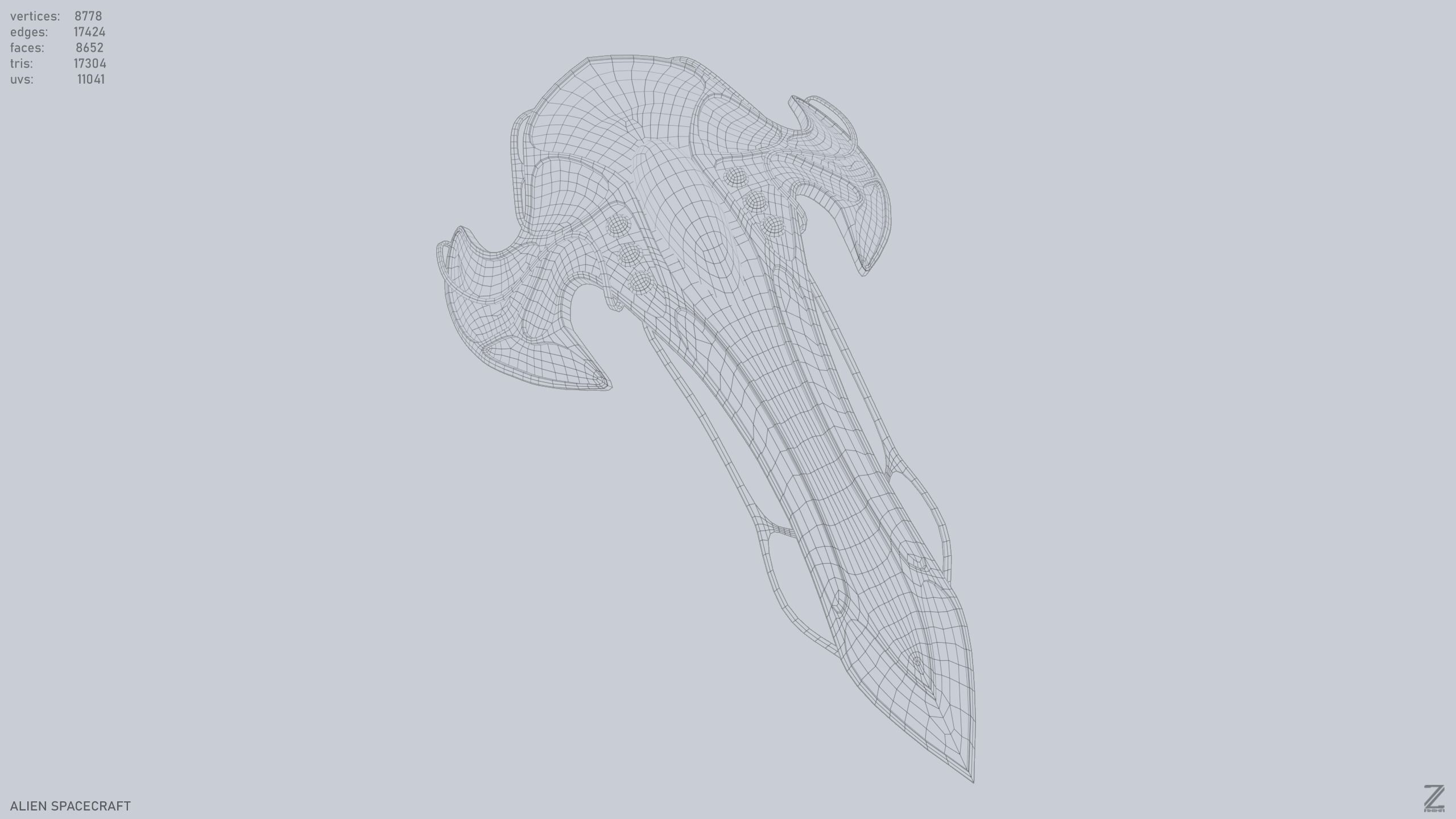 Alien spacecraft Low-poly 3D model_14