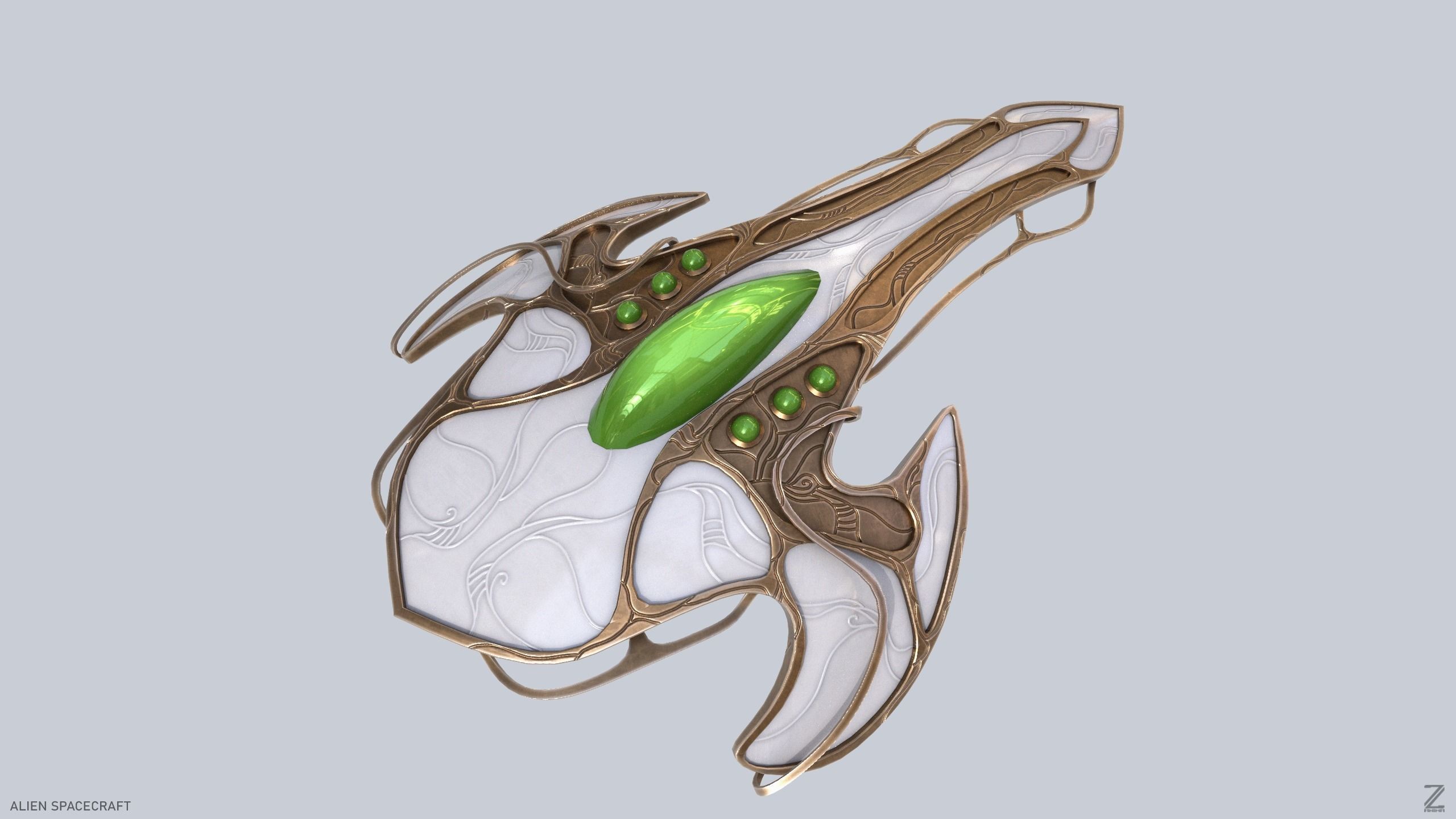 Alien spacecraft Low-poly 3D model_4