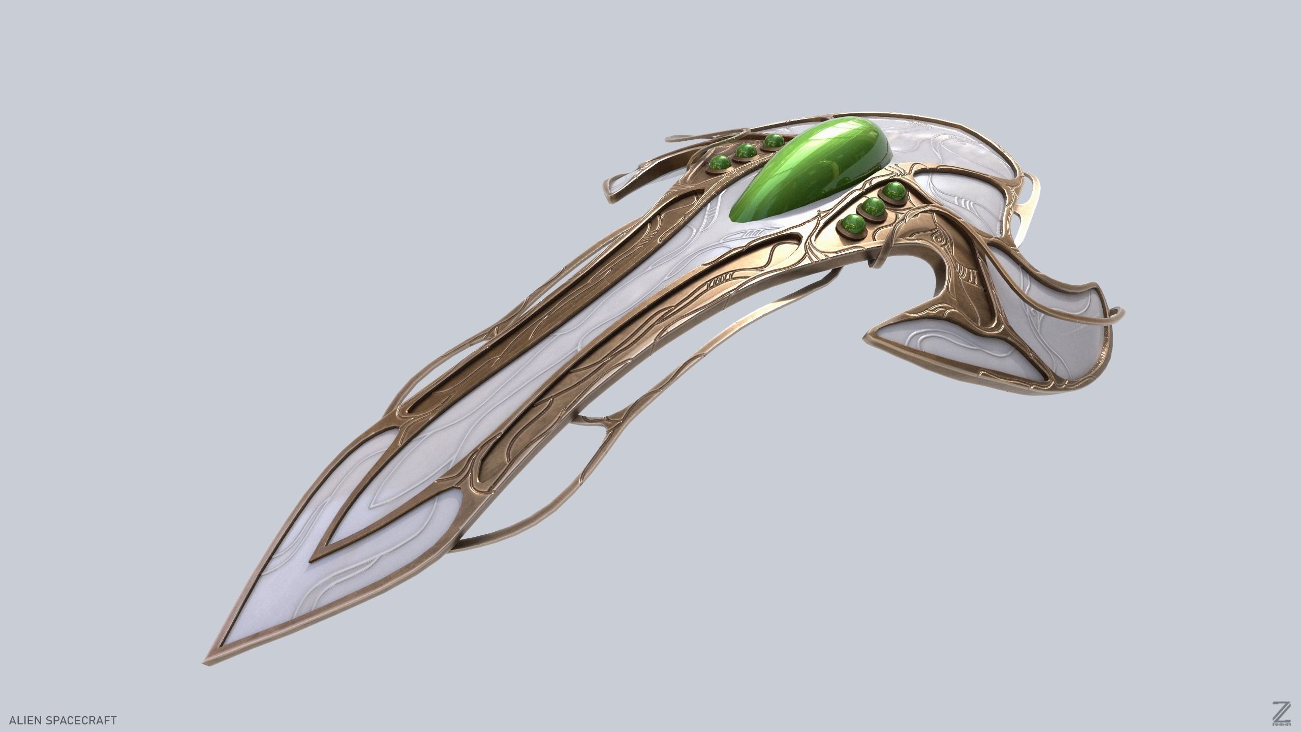 Alien spacecraft Low-poly 3D model_7