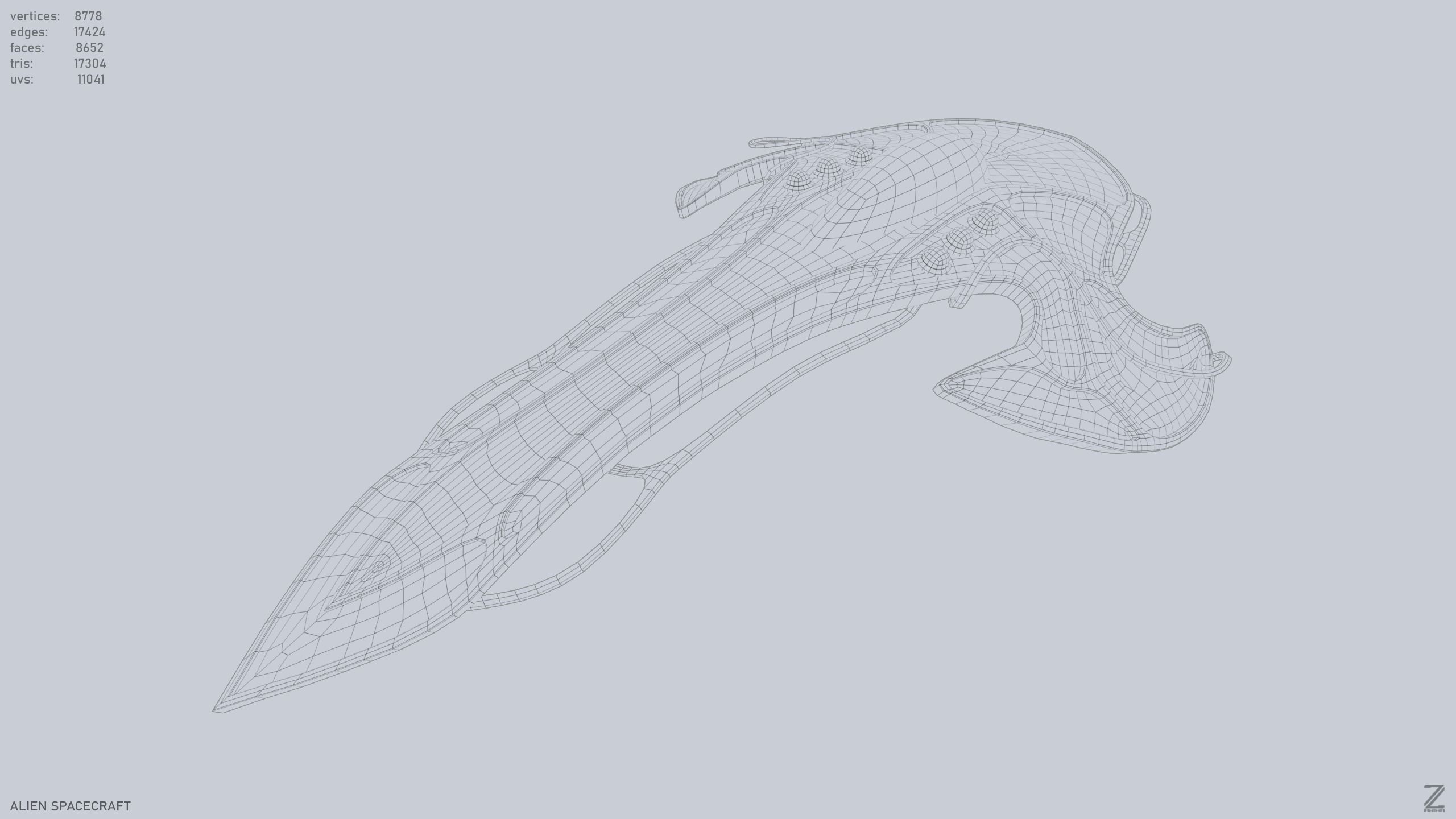 Alien spacecraft Low-poly 3D model_8