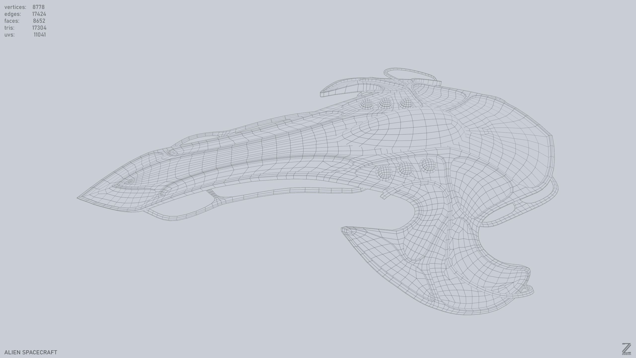 Alien spacecraft Low-poly 3D model_9